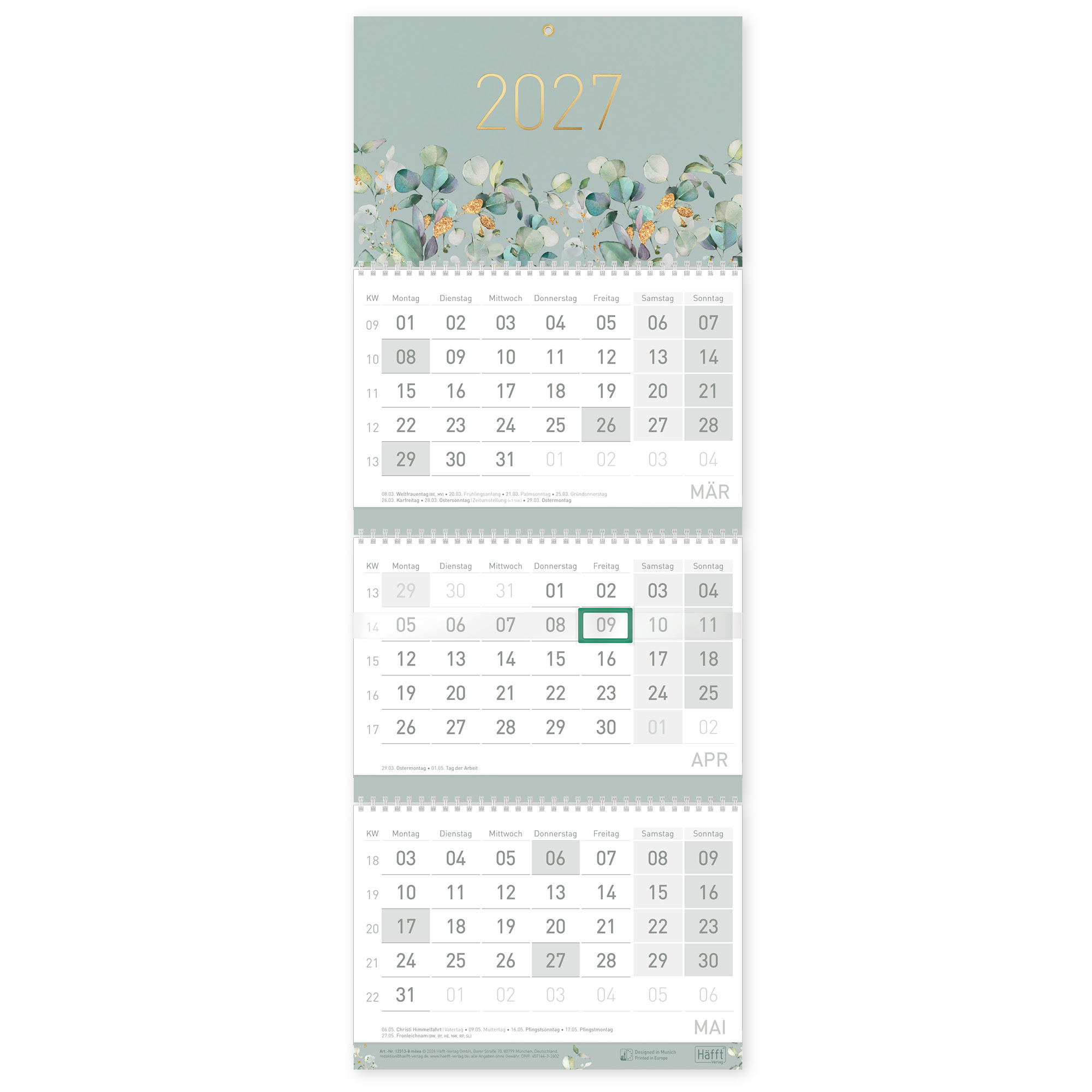 Artikelbild 1 des Artikels “3-Monatskalender 2027 [Minty Leaves] “
