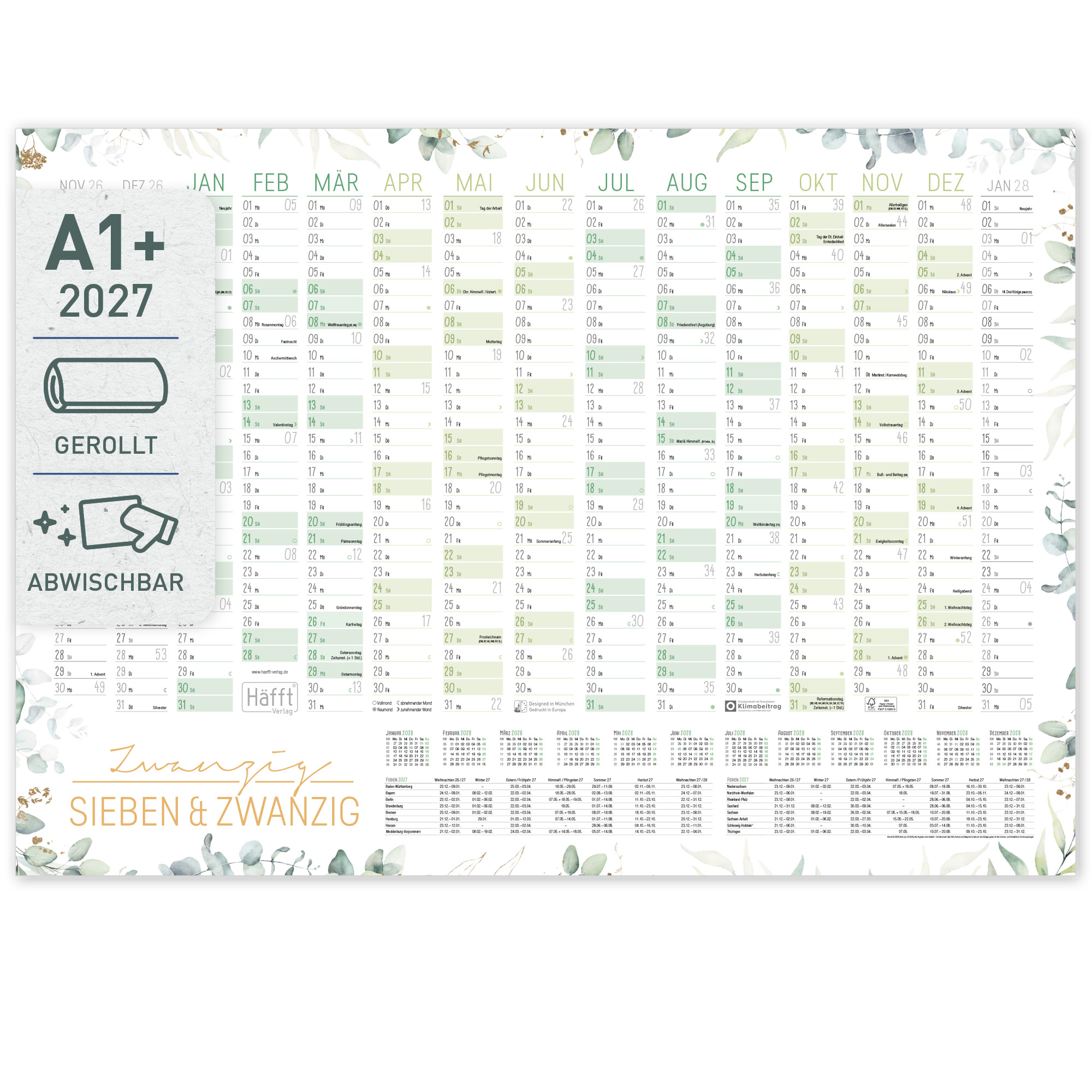 Artikelbild 1 des Artikels “Abwischbarer Wandkalender 2027 A1+ [Blattgold] “