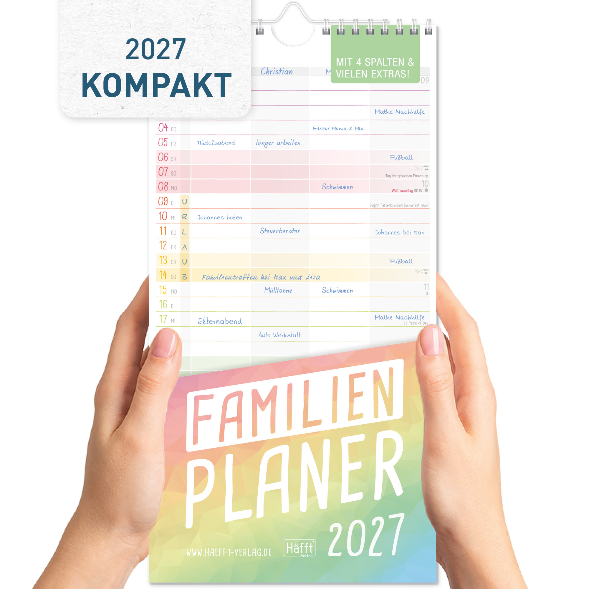 Artikelbild 1 des Artikels “Familienplaner kompakt 2027 Wandkalender mit 4 Spalten [Rainbow] “