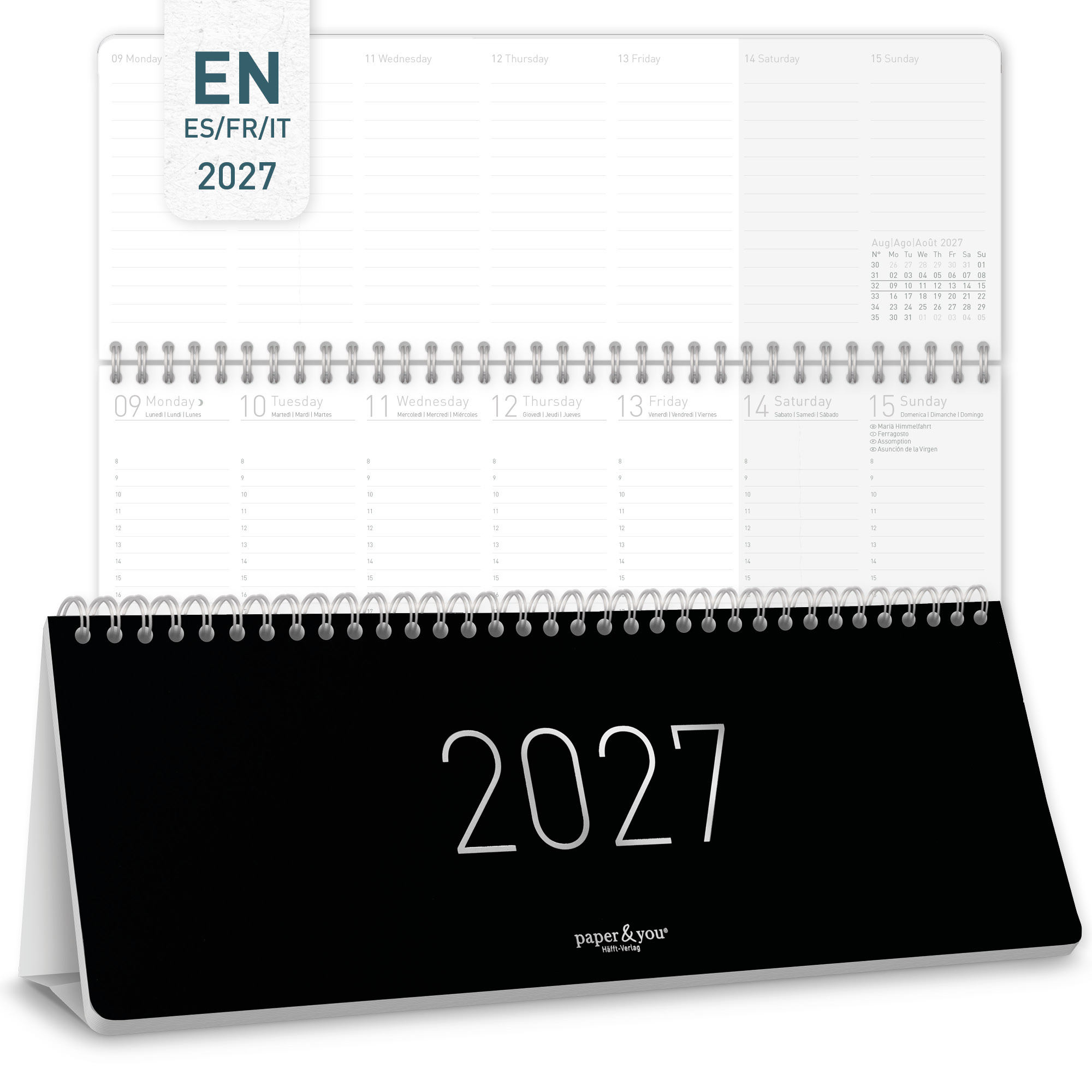 Artikelbild 1 des Artikels “Internationaler Wochen-Tischkalender quer 2027 [Black Edition] “