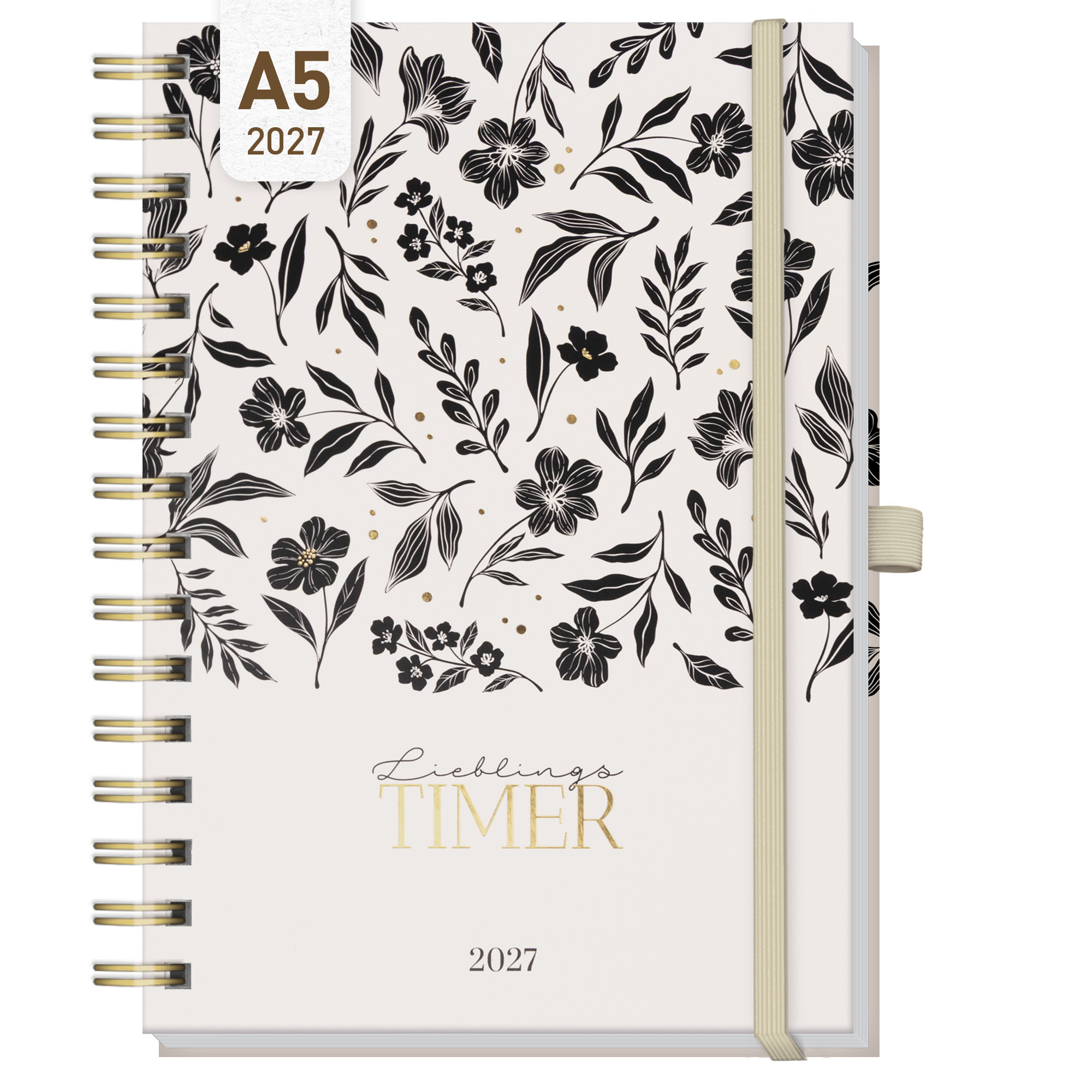 Artikelbild 1 des Artikels “Lieblings-Timer Deluxe A5 2027 [Black Flower] “