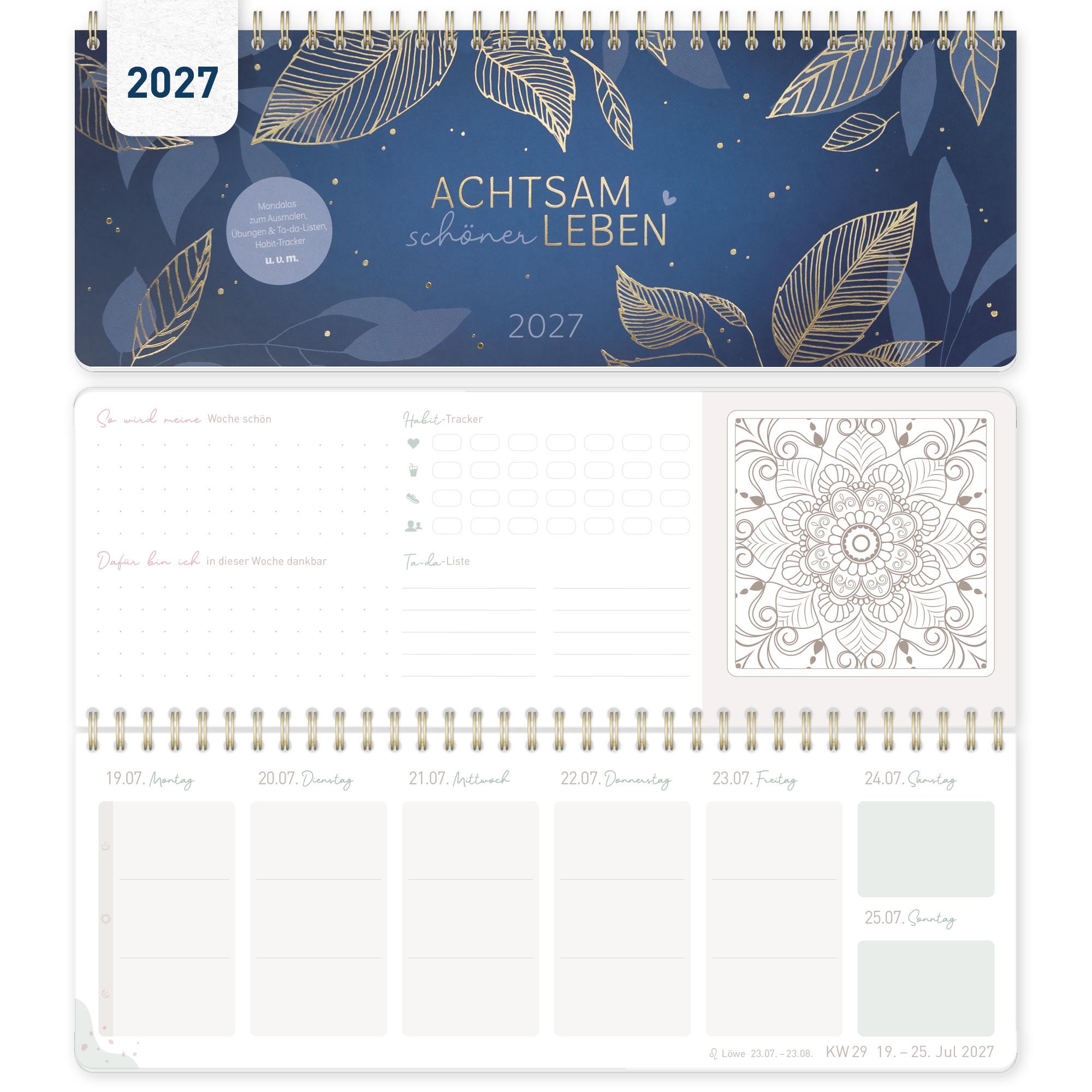 Artikelbild 1 des Artikels “Wochen-Tischkalender 2027 quer Achtsamkeitskalender [Dream Leaves] “