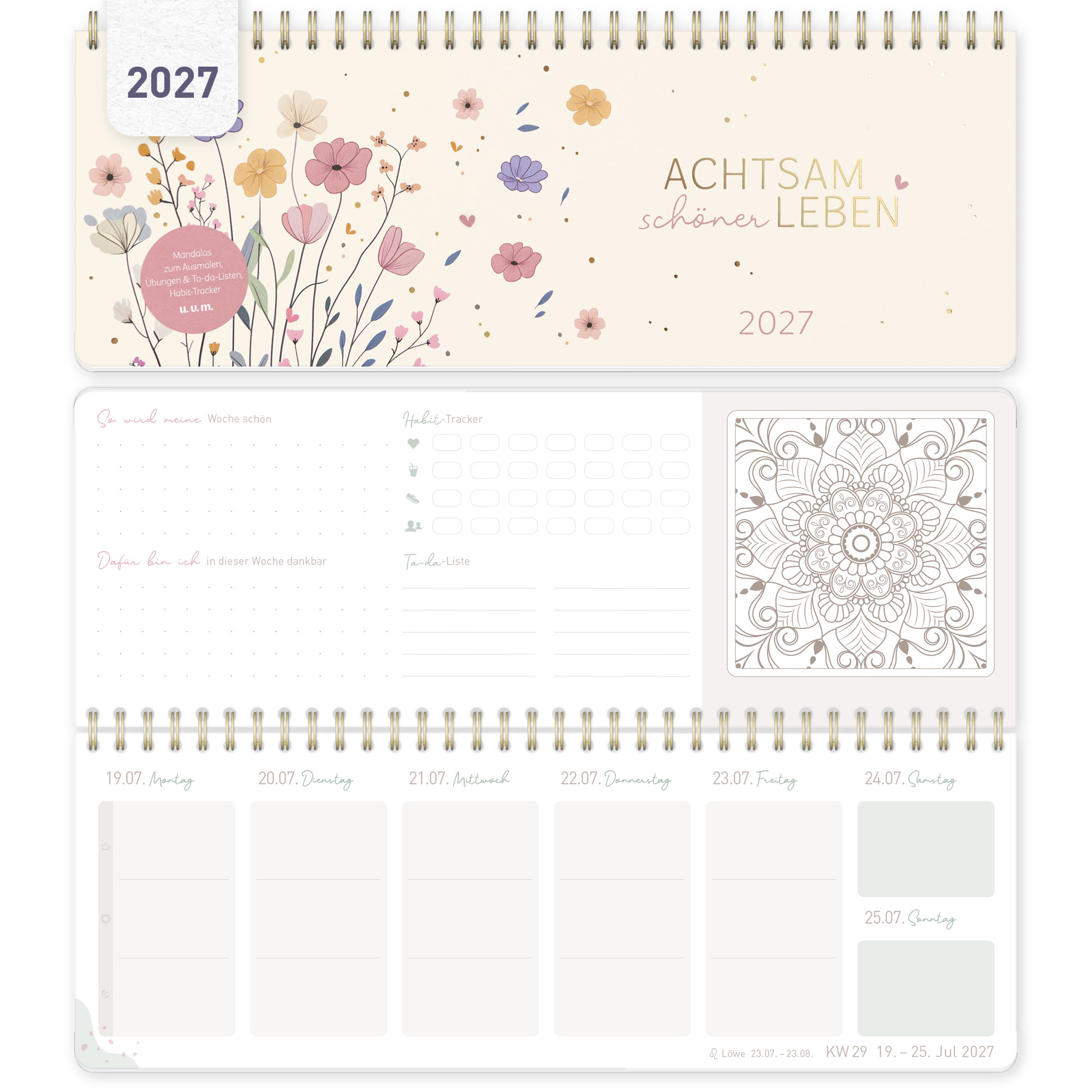 Artikelbild 1 des Artikels “Wochen-Tischkalender 2027 quer Achtsamkeitskalender [Flower Joy] “
