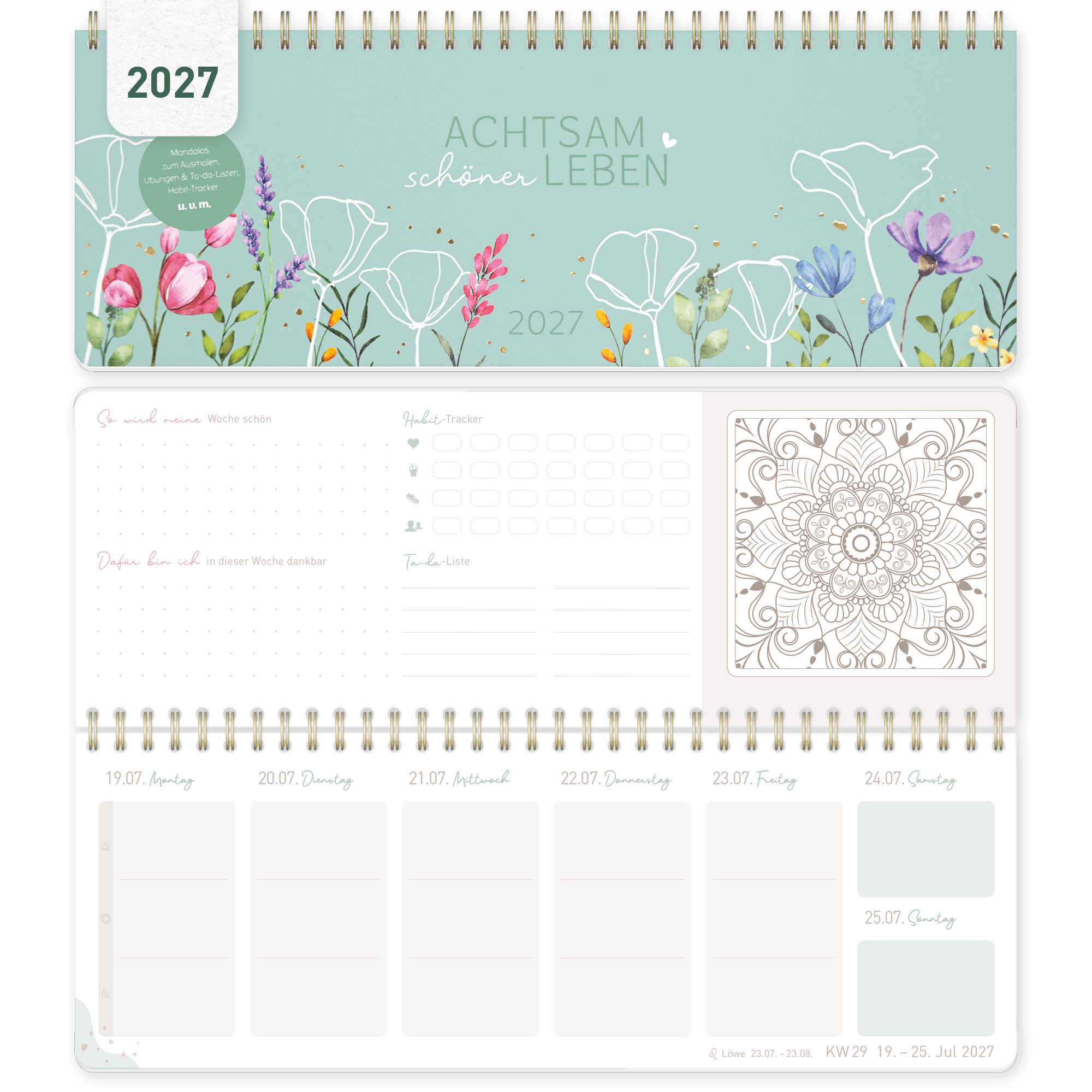 Artikelbild 1 des Artikels “Wochen-Tischkalender 2027 quer Achtsamkeitskalender [Spring Flower] “