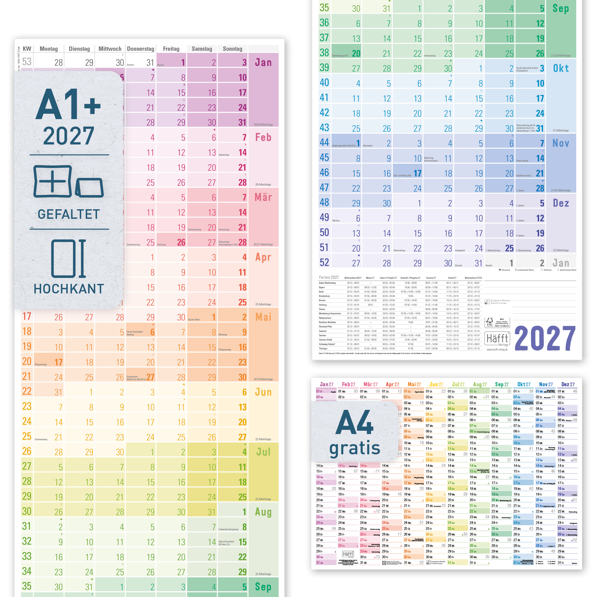 Artikelbild 1 des Artikels “Wandkalender 2027 Hochformat - Jahreskalender schmal lang [Rainbow] “