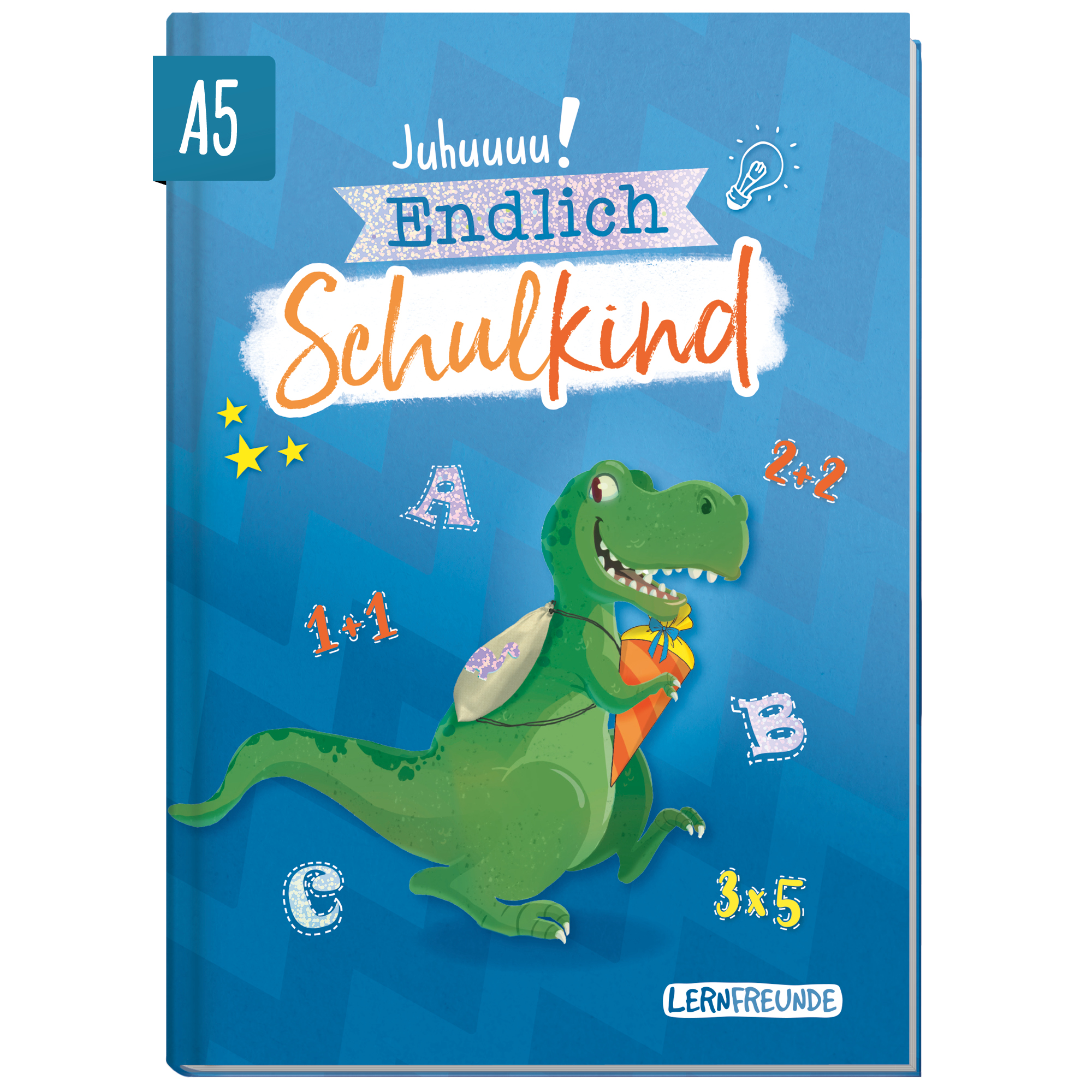Artikelbild 1 des Artikels “Endlich Schulkind A5 zur Einschulung [Dino] “
