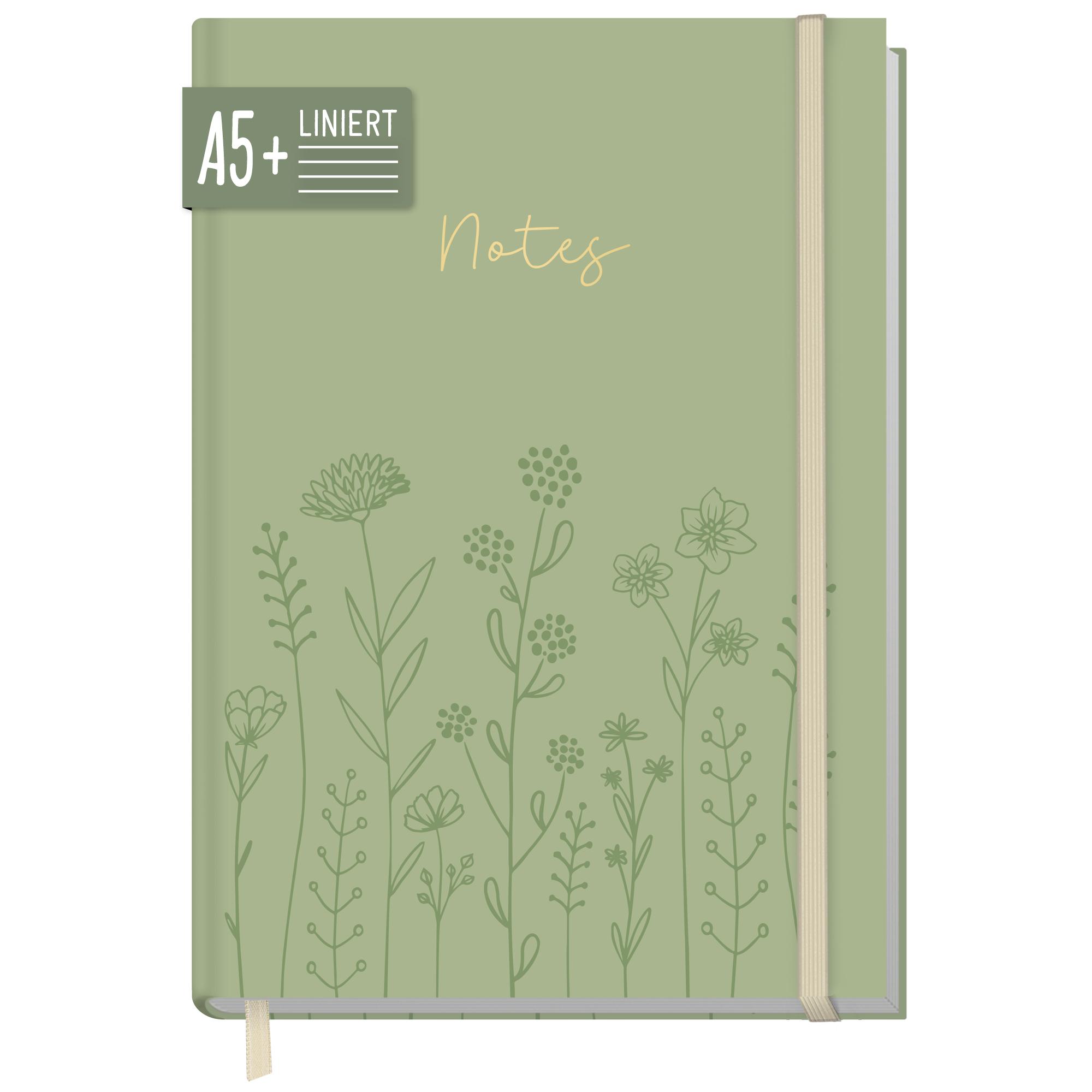 Artikelbild 1 des Artikels “paper&you Notizbuch Classic A5+ liniert [Fine Flowers salbei] “