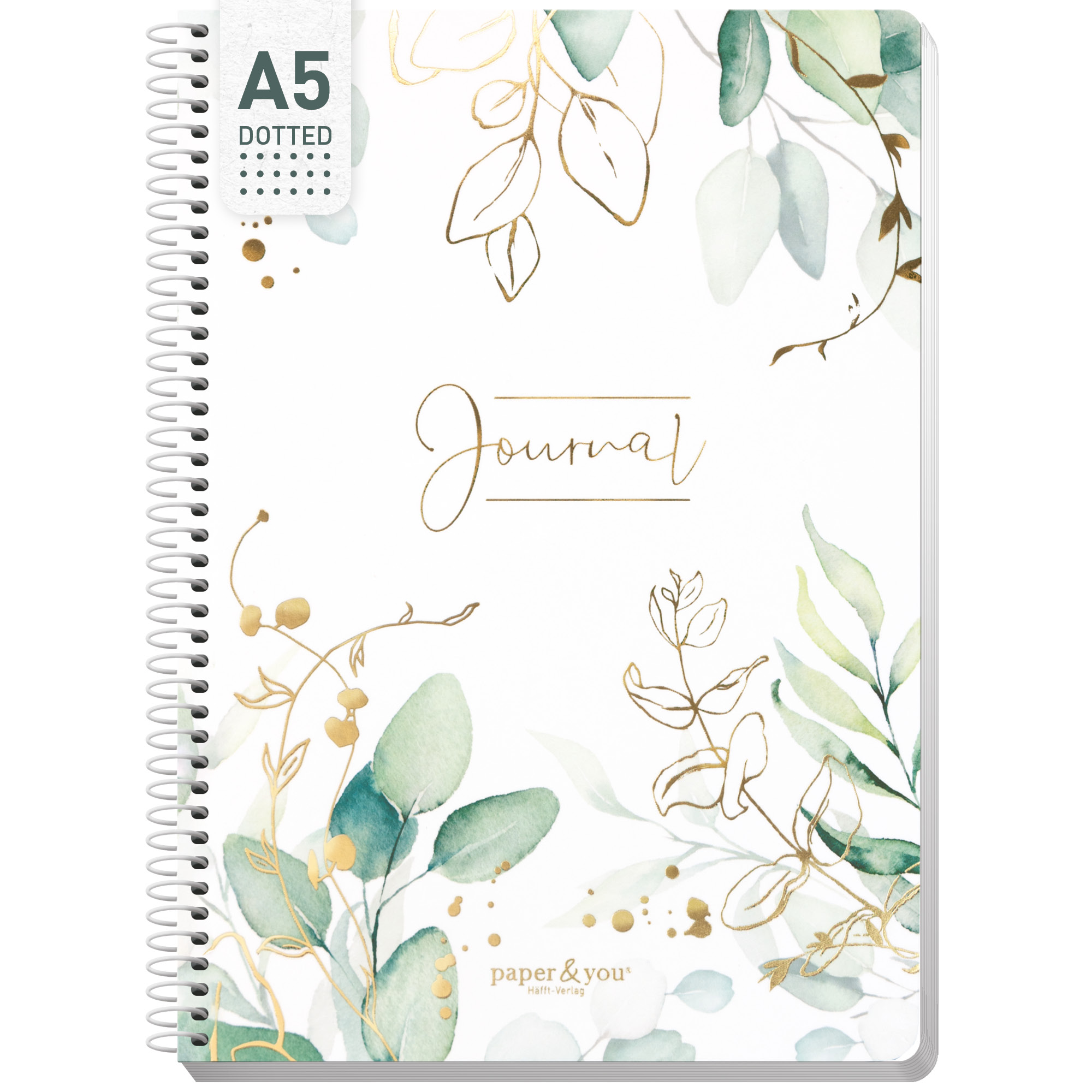 Artikelbild 1 des Artikels “Bullet Journal dotted A5 mit Spiralbindung [Blattgold] “
