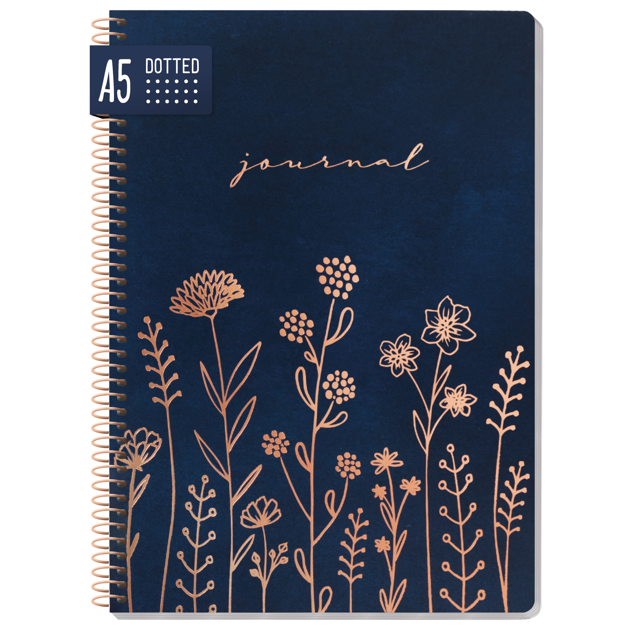 Artikelbild 1 des Artikels “Bullet Journal dotted A5 mit Spiralbindung [Fine Flowers night blue] “