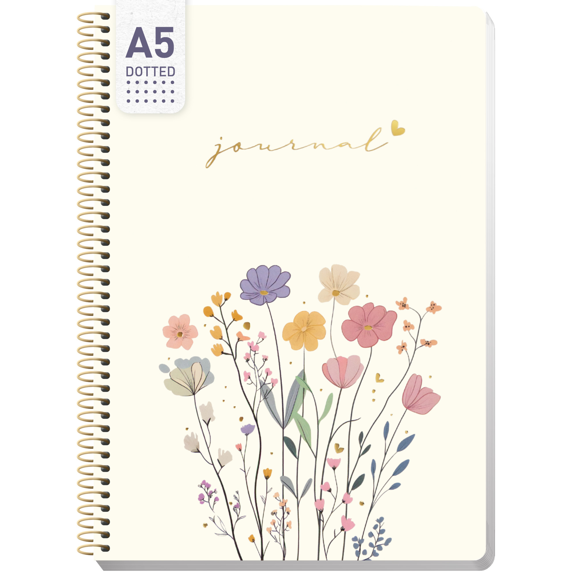 Artikelbild 1 des Artikels “Bullet Journal dotted A5 mit Spiralbindung [Flower Joy] “