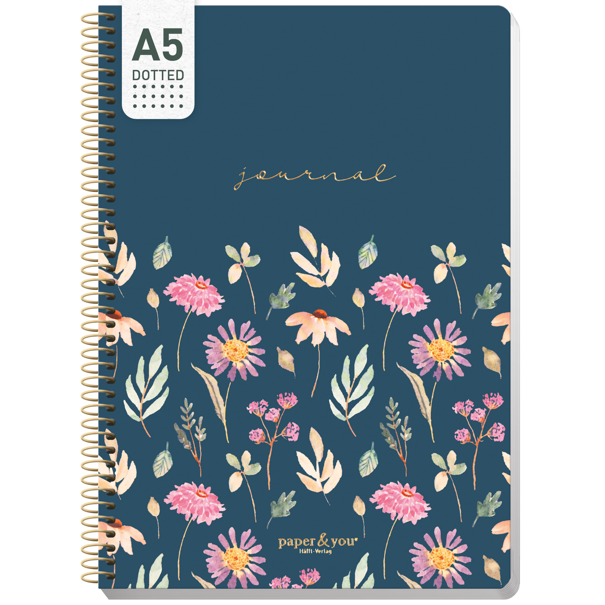 Artikelbild 1 des Artikels “Bullet Journal dotted A5 mit Spiralbindung [Flying Flowers] “