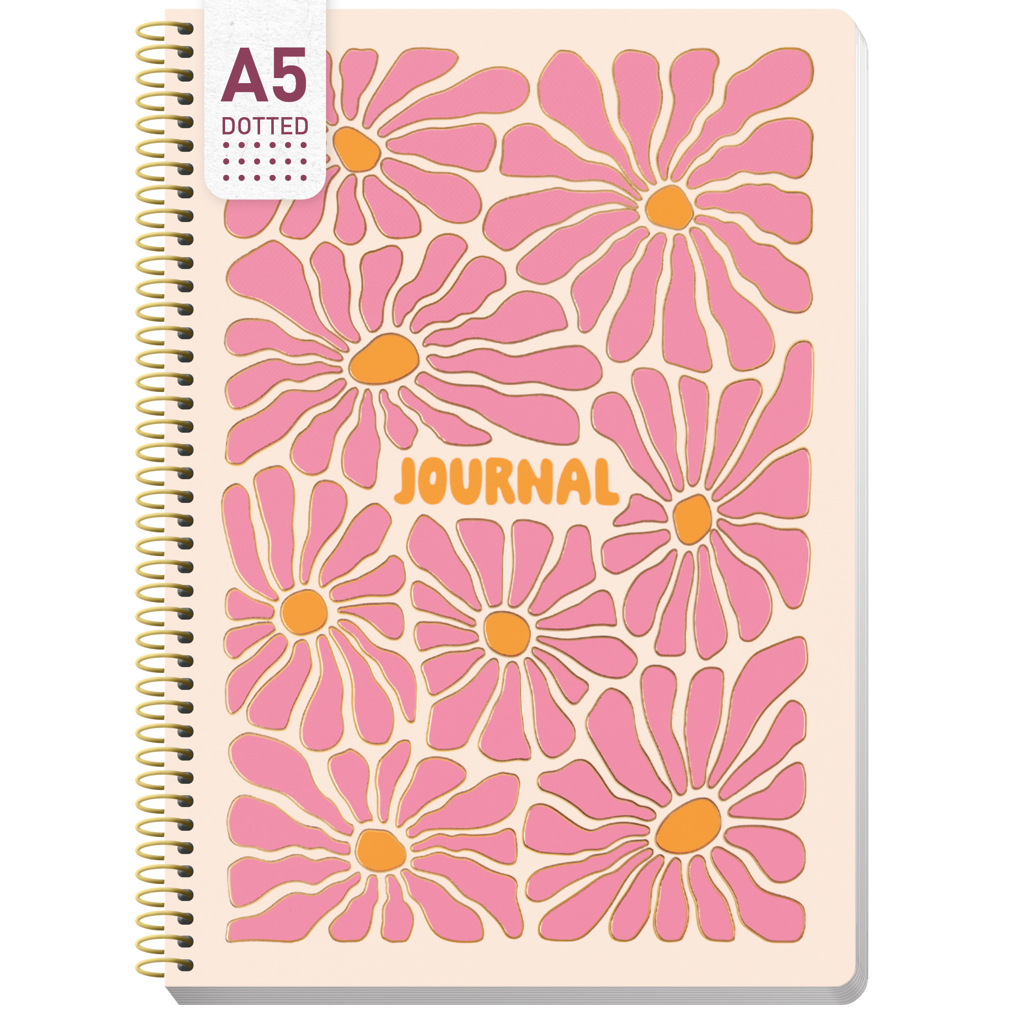 Artikelbild 1 des Artikels “Bullet Journal dotted A5 mit Spiralbindung [Pink Flowers] “