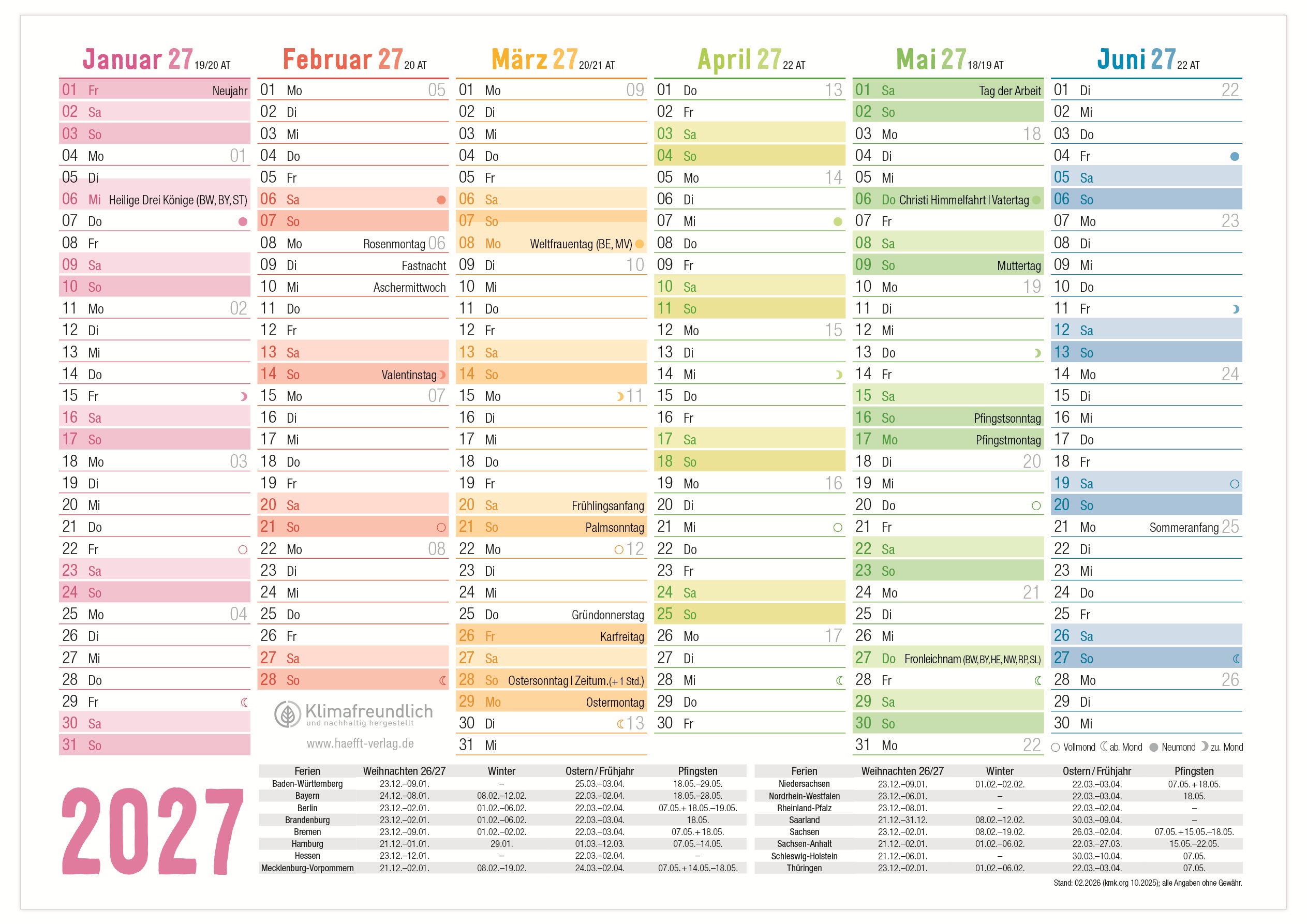 Artikelbild 1 des Artikels “Tafelkalender 2027 A5 [Rainbow] “