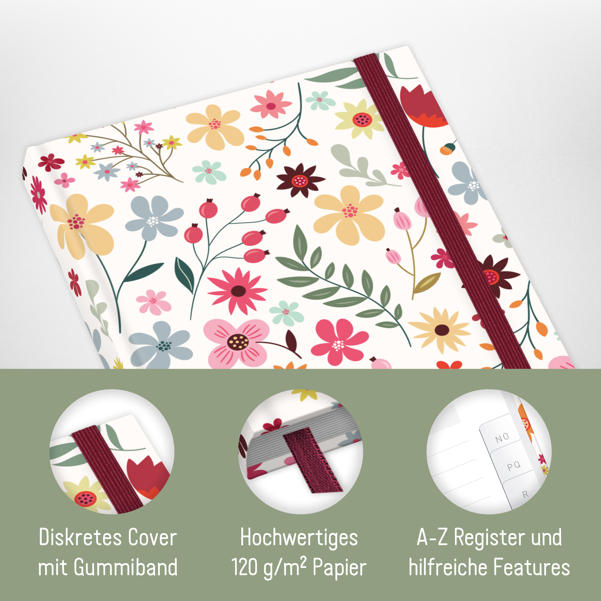 Carnet De Mots De Passe – Passwort Buch ABC Register, Allemand, 152 Pages, Bon état