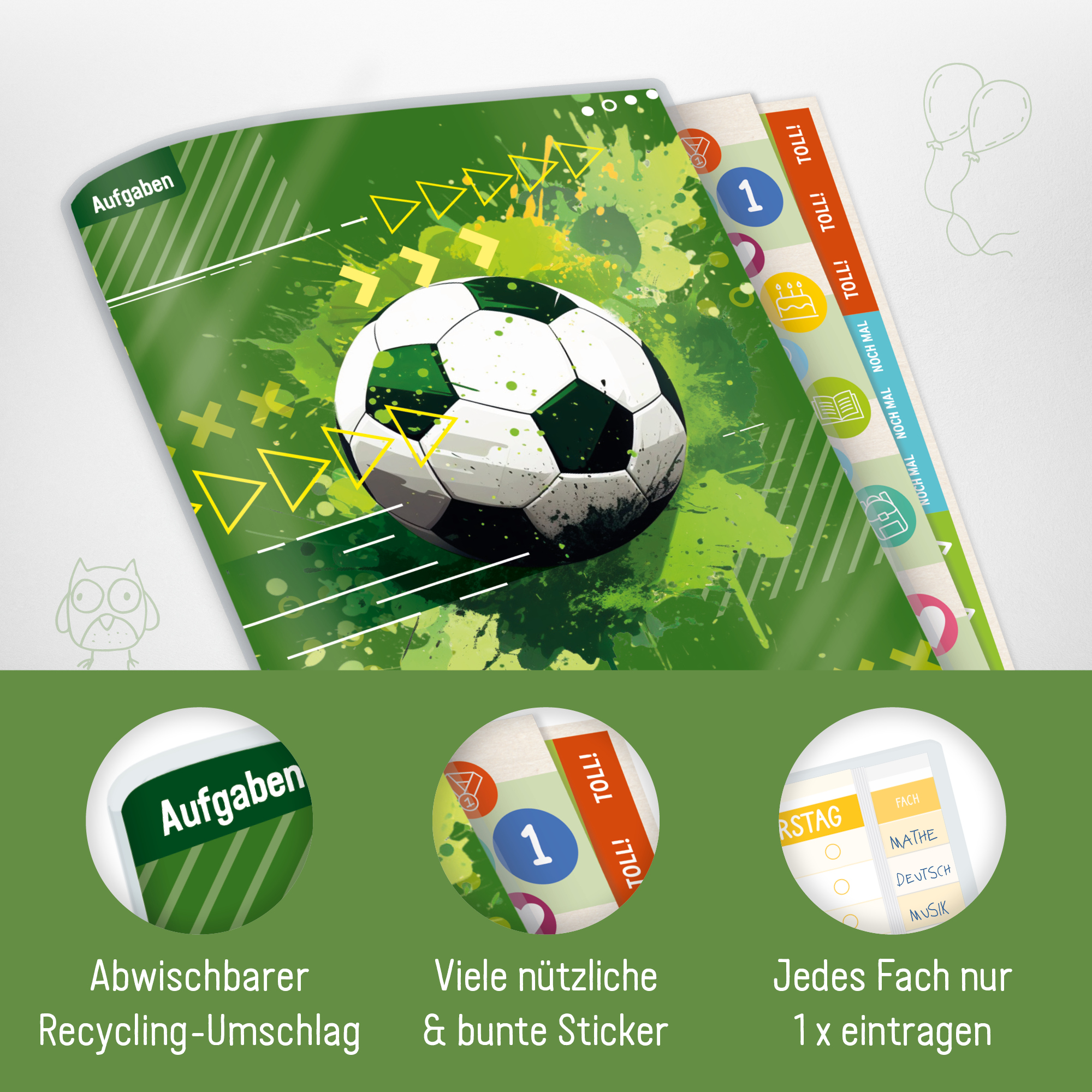Artikelbild 2 des Artikels “Aufgabenheft Farbenfroh Smart A5 [Fußball] “