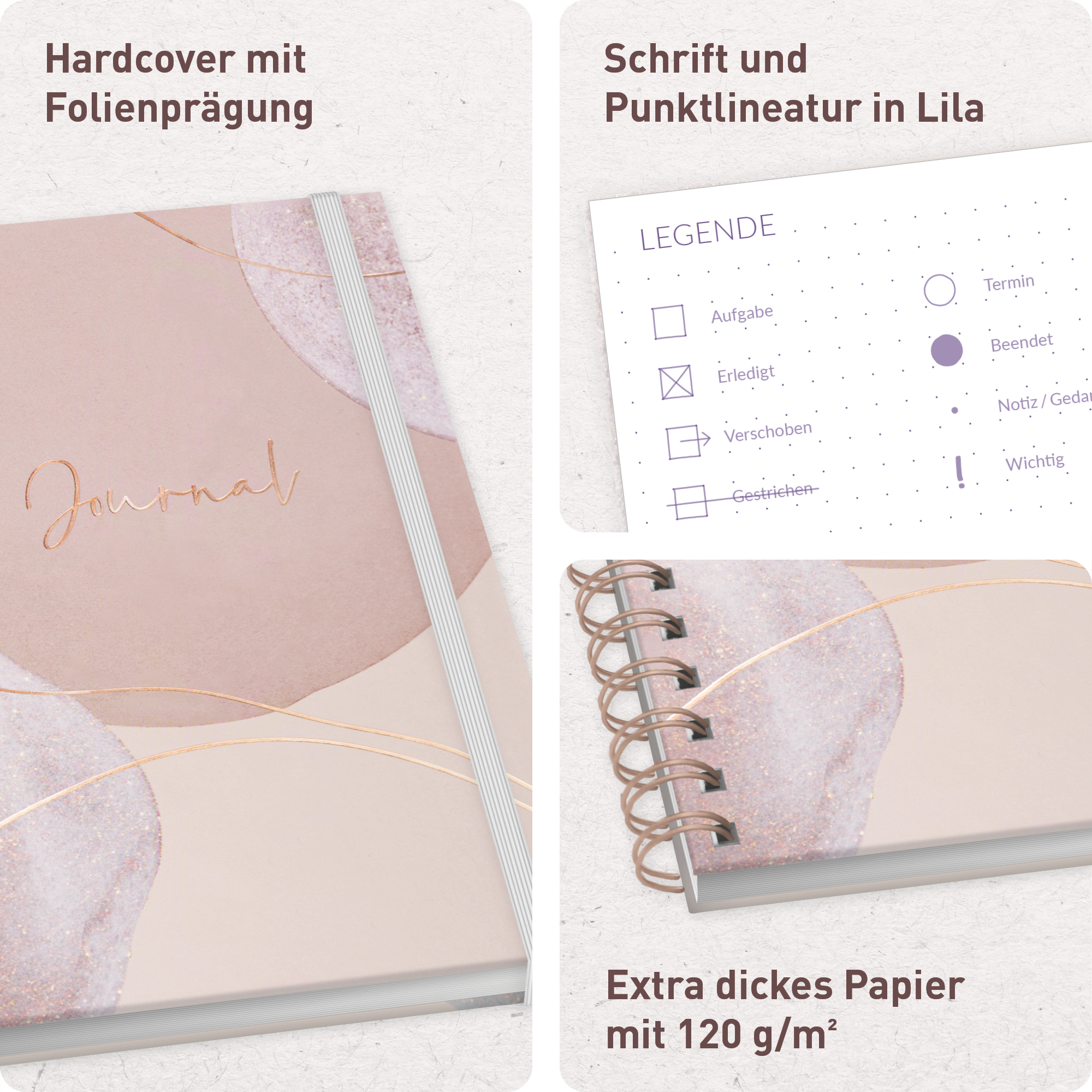 Artikelbild 2 des Artikels “Journal Fancy dotted A5 mit Spiralbindung [Soft Beige] “