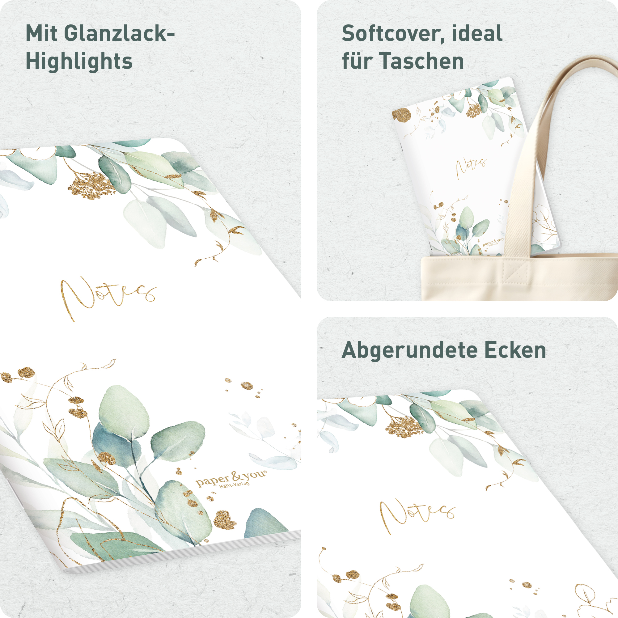 Artikelbild 2 des Artikels “paper&you Notizheft Classic liniert A5 [Blattgold] “
