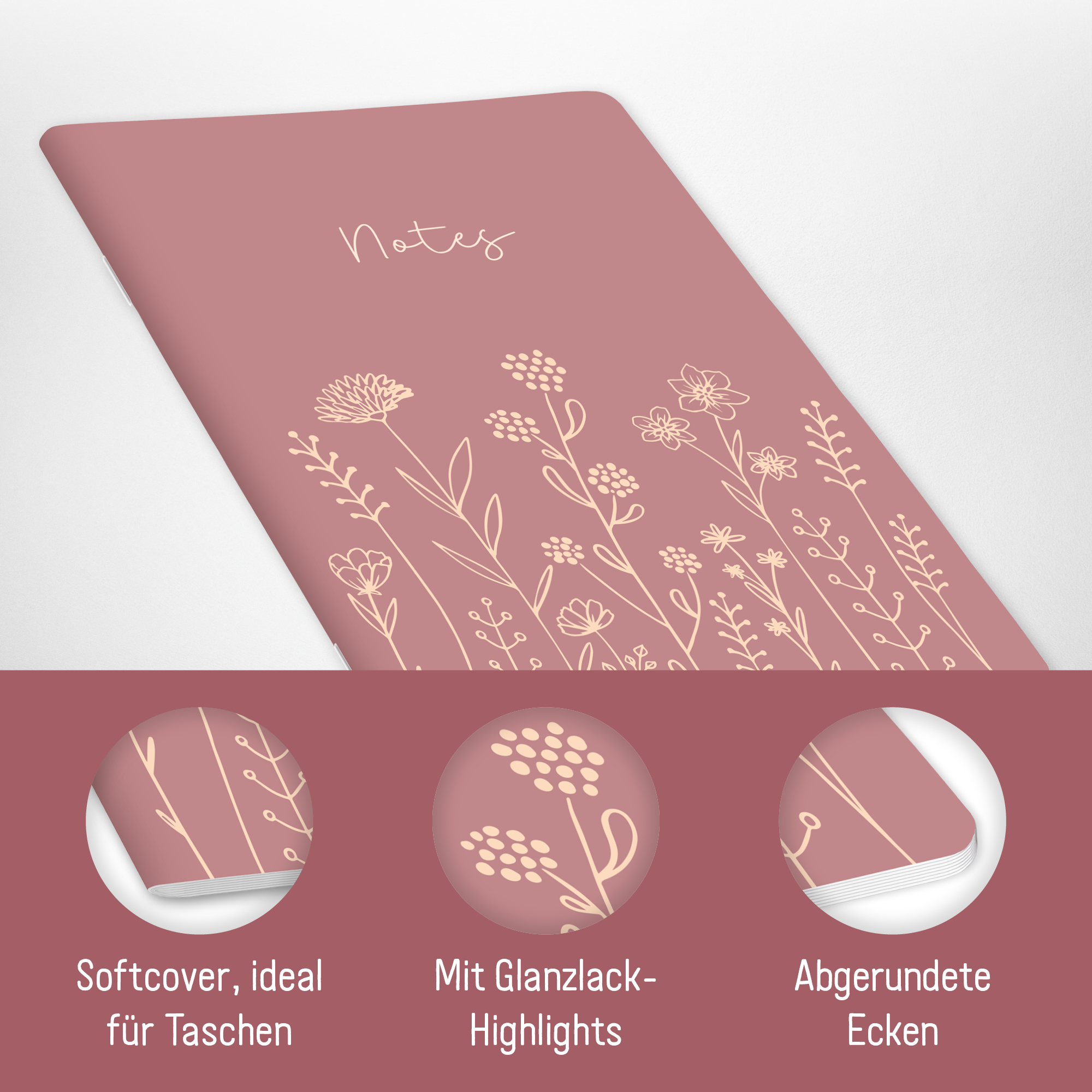Artikelbild 2 des Artikels “paper&you Notizheft Classic liniert A5 [Fine Flowers rosé] “
