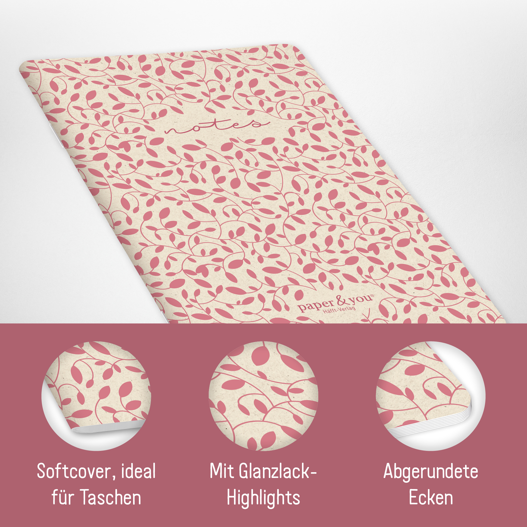 Artikelbild 2 des Artikels “paper&you Notizheft Classic liniert A5 [Red Leaves] “