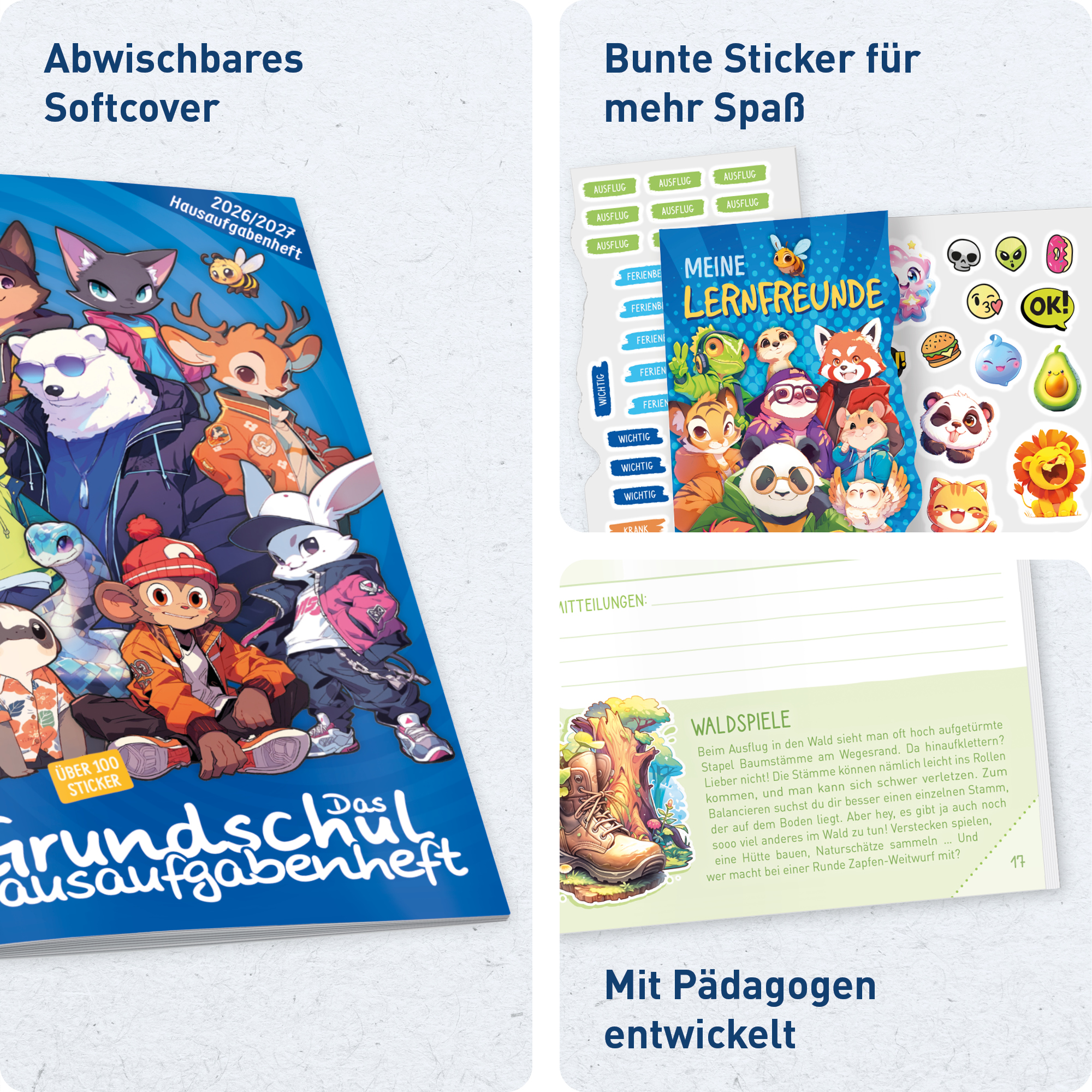Artikelbild 2 des Artikels “Hausaufgabenheft Grundschule A5 2026/2027 A5 mit Datum [Rasselbande] “