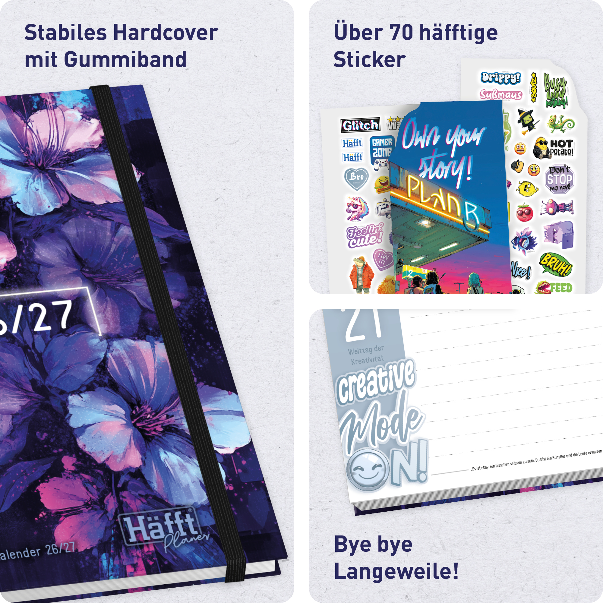 Artikelbild 2 des Artikels “Häfft Planer Premium A5 2026/2027 [Dark Bloom] “