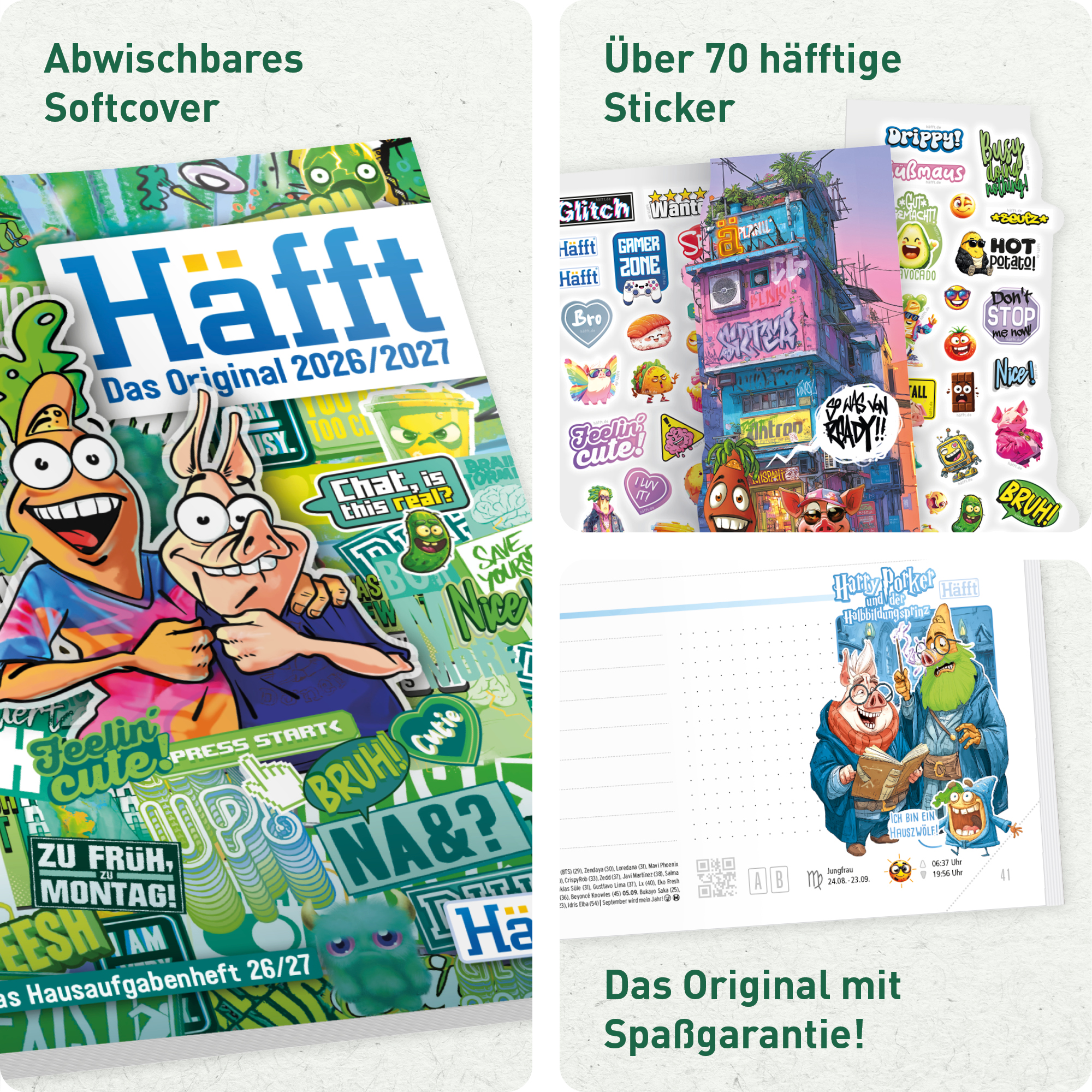 Artikelbild 2 des Artikels “Häfft Original Hausaufgabenheft A5 2026/2027 [Stickermania] “