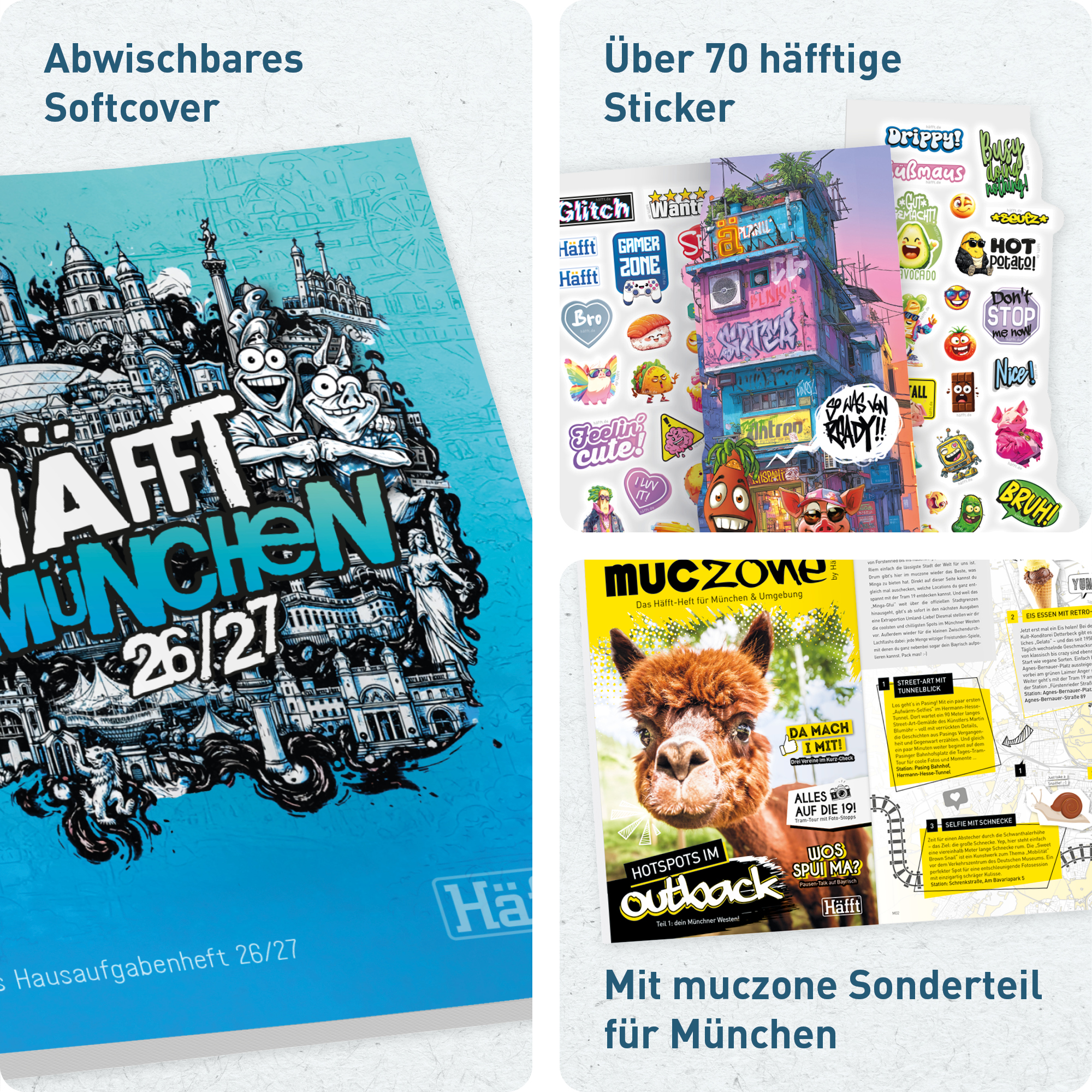 Artikelbild 2 des Artikels “Häfft® Original Hausaufgabenheft A5 2026/2027 [Munich Vibes] für München “