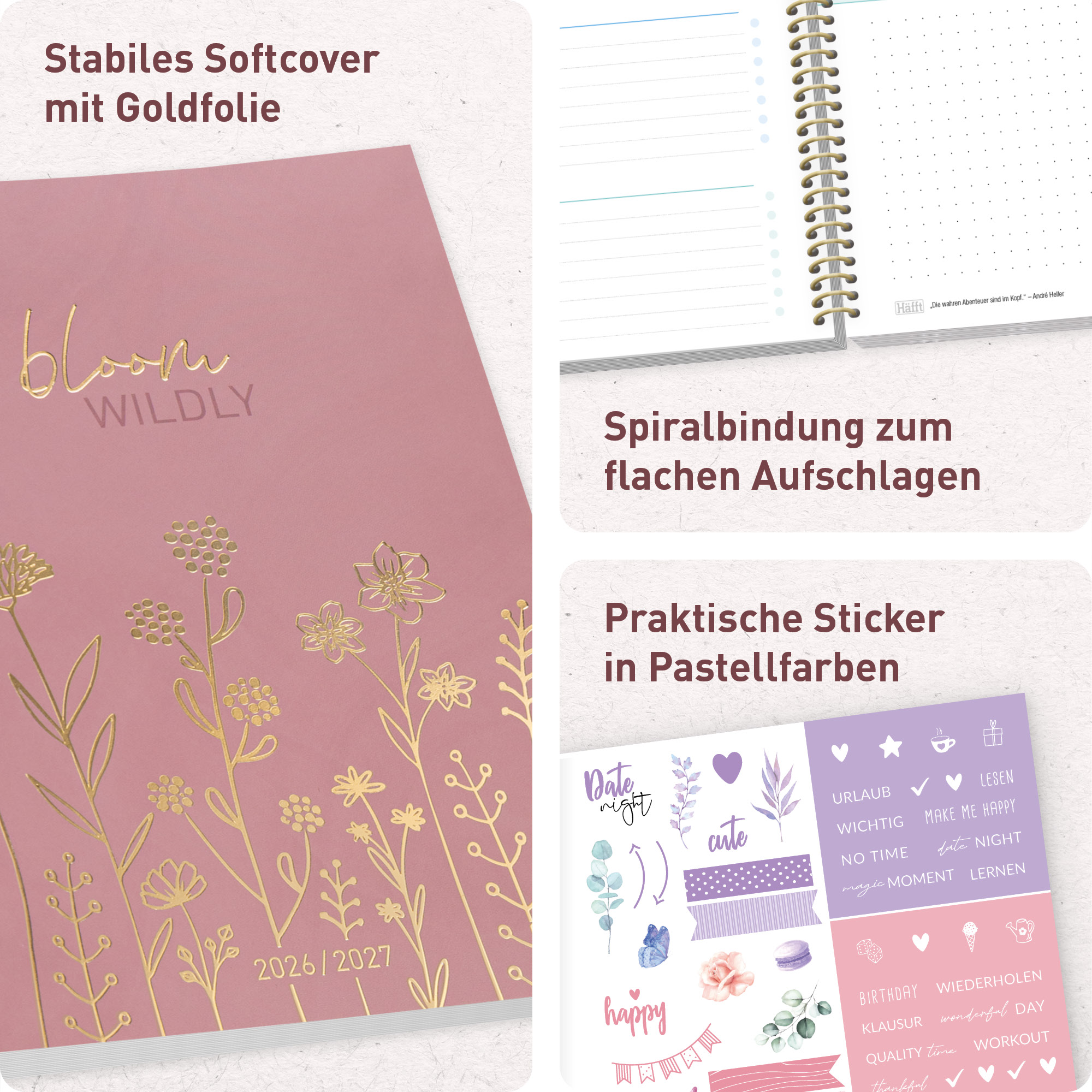 Artikelbild 2 des Artikels “College-Timer A5 2026/2027 [Fine Flowers rosé] “