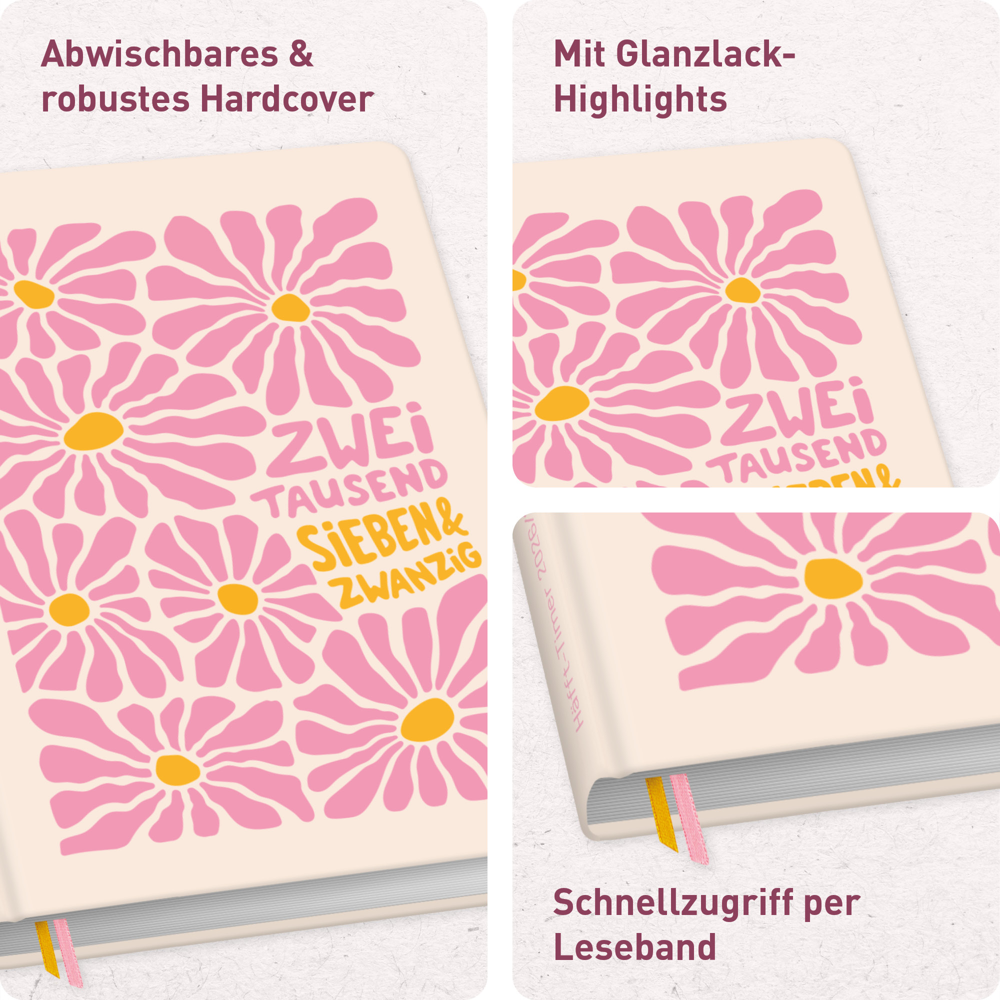 Artikelbild 2 des Artikels “Häfft-Timer A5 2026/2027 [Pink Flowers] “