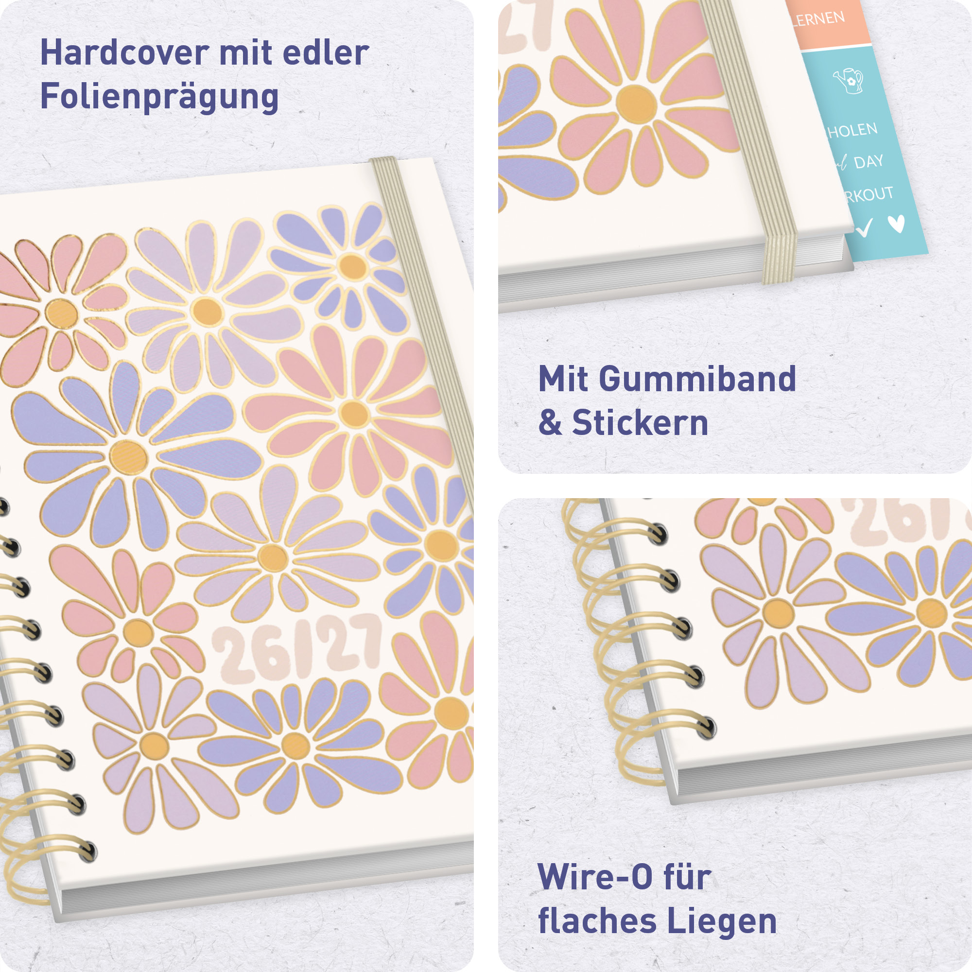 Artikelbild 2 des Artikels “Häfft-Timer Fancy A5 2026/2027 [Flower Power rosé] “