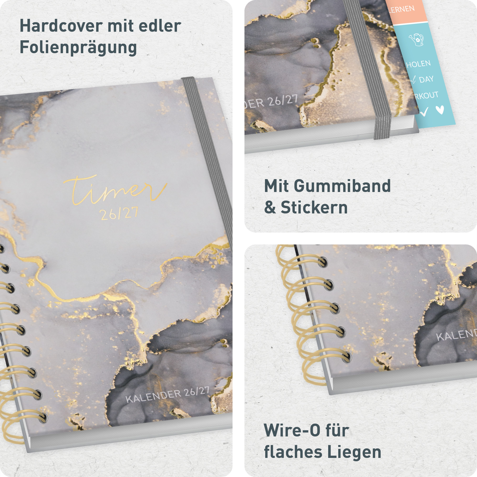 Artikelbild 2 des Artikels “Häfft-Timer Fancy A5 2026/2027 [Grey Marble] “