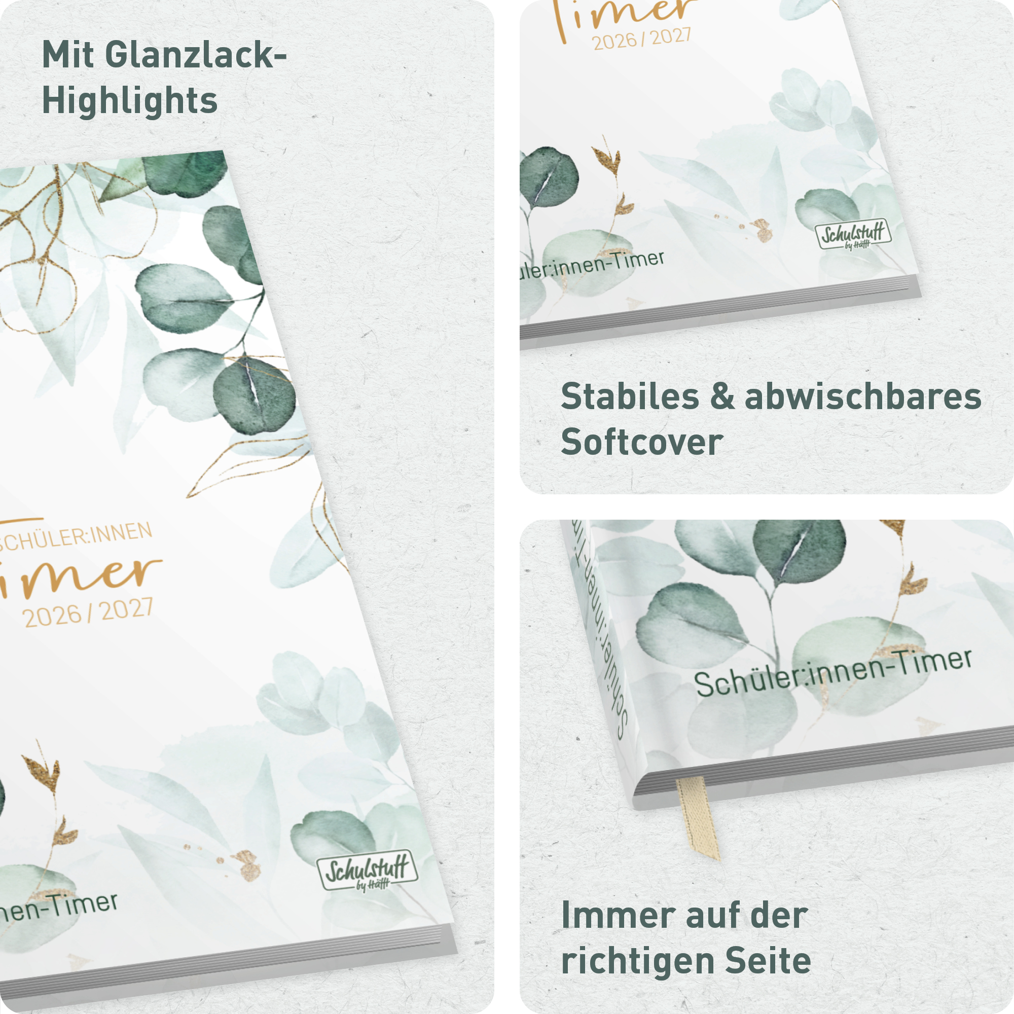 Artikelbild 2 des Artikels “Schulstuff Schüler:innen-Timer A5 2026/2027 [Mint Blattgold] “