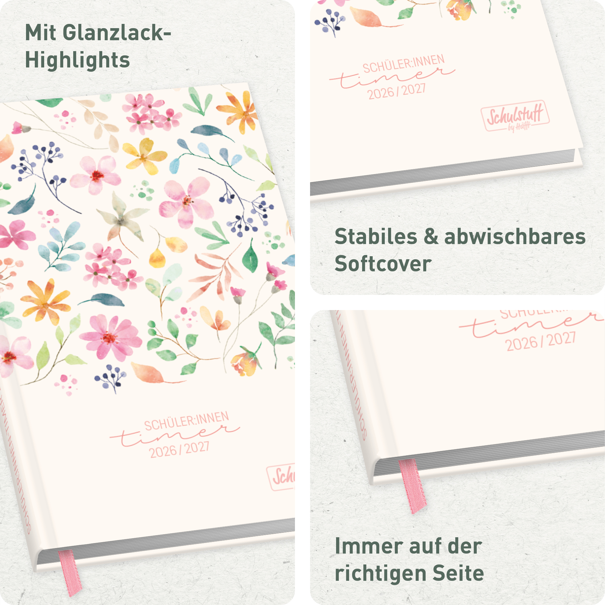 Artikelbild 2 des Artikels “Schulstuff Schüler:innen-Timer A6 2026/2027 [Wild Blossoms] “