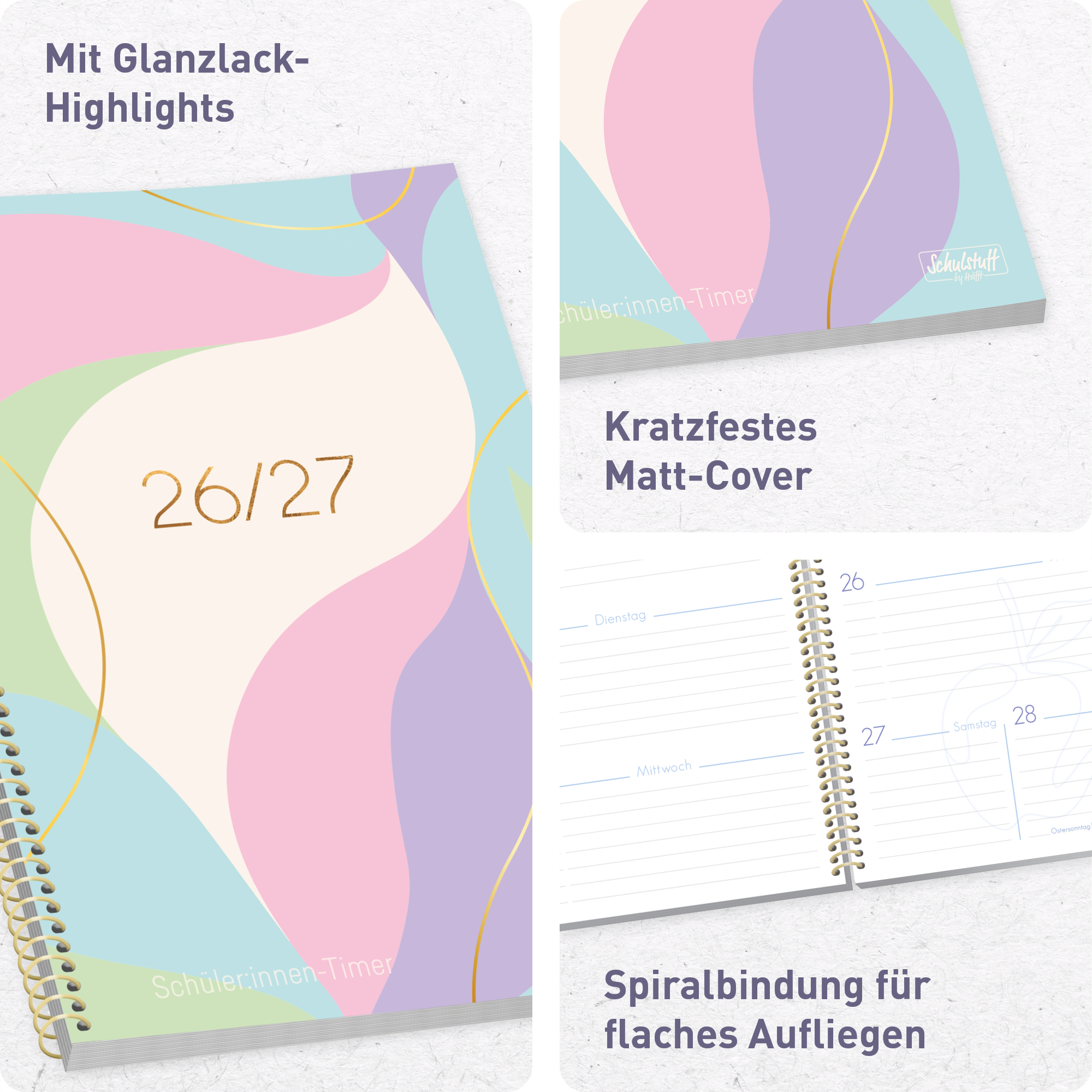 Artikelbild 2 des Artikels “Schulstuff Schüler:innen-Timer mit Spiralbindung A5 2026/2027 [Pastel Love] “