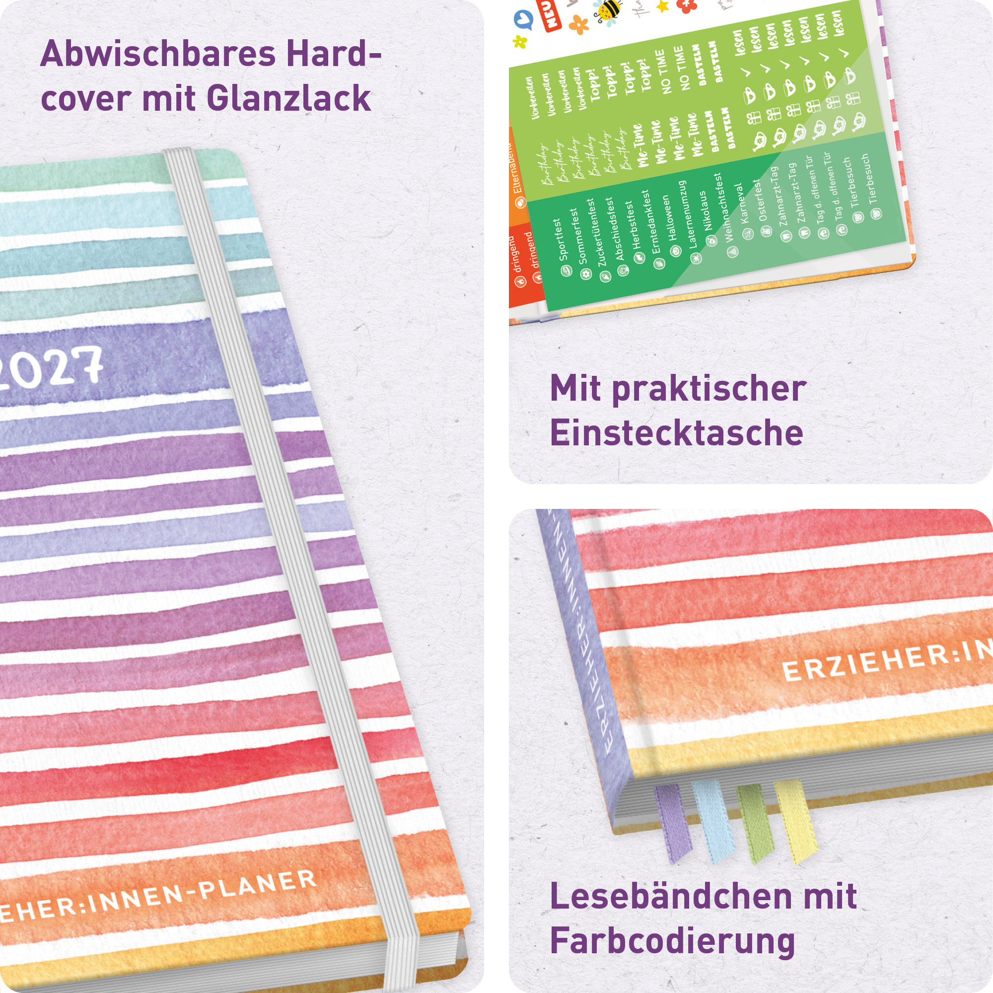 Artikelbild 2 des Artikels “Erzieher-Planer A5+ 26/27  [Color Stripes] “