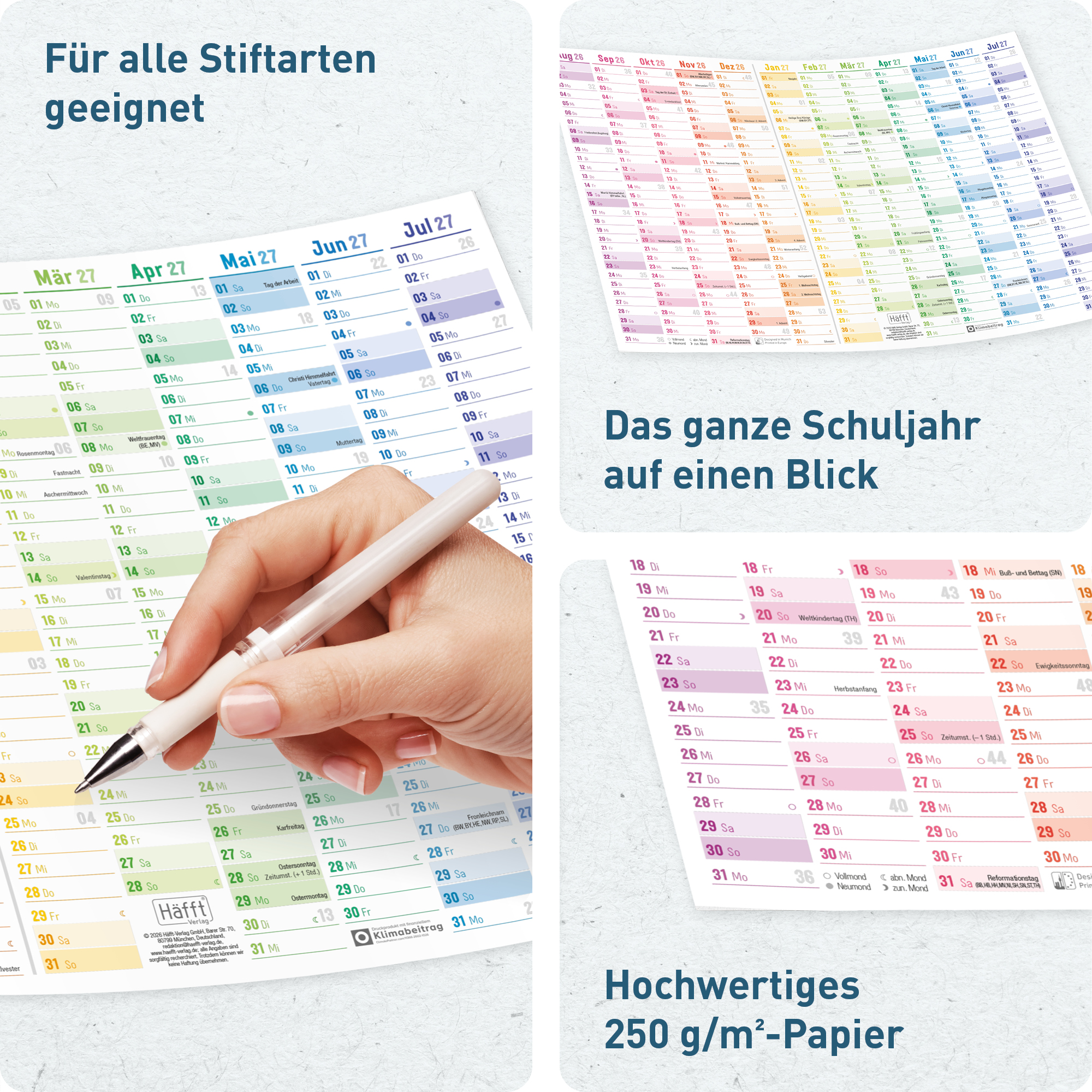 Artikelbild 2 des Artikels “Wandkalender Schuljahr 2026/2027 A4 quer 5er-Pack [Rainbow] “