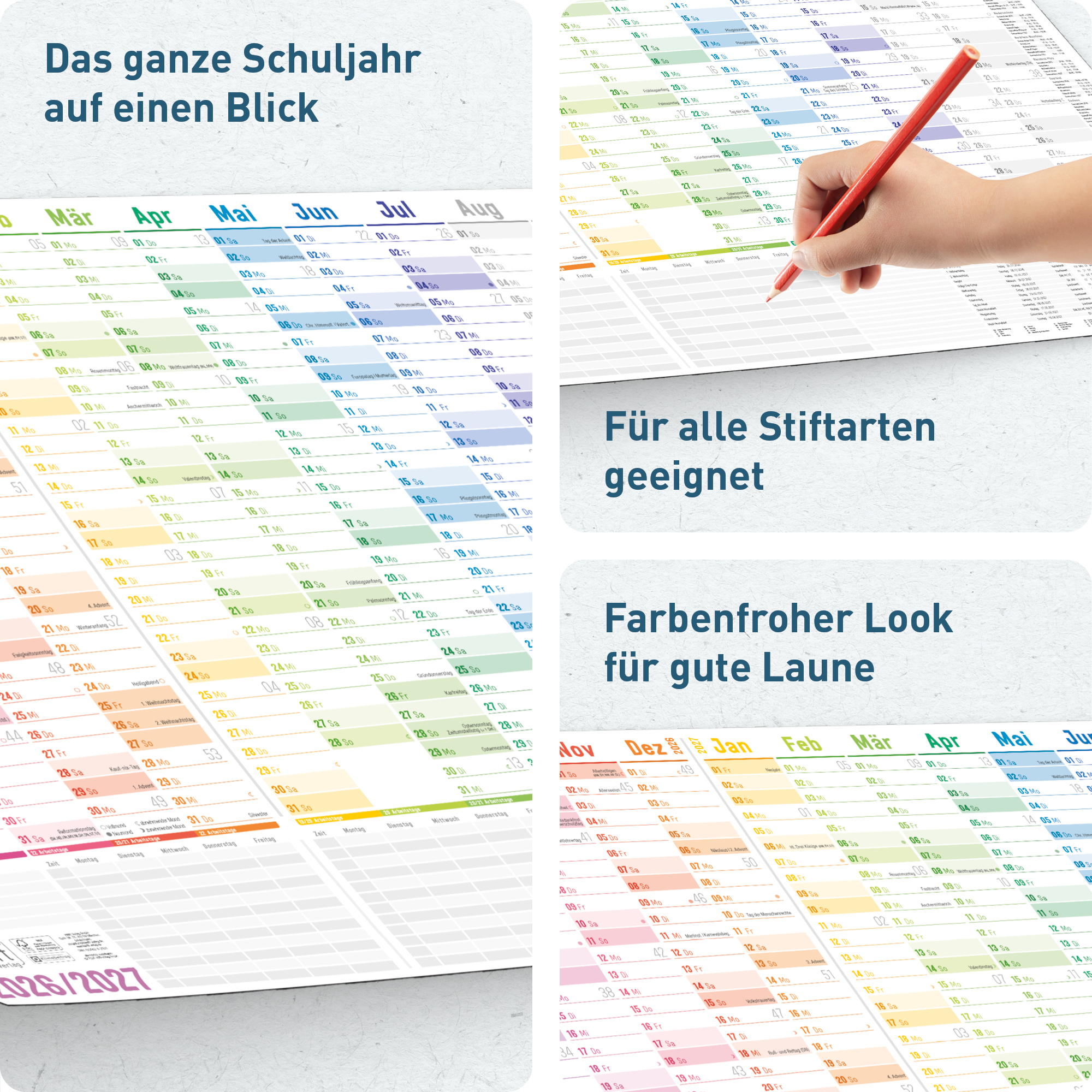 Artikelbild 2 des Artikels “Wandkalender Schuljahr 2026/2027 A1 + [Rainbow] “