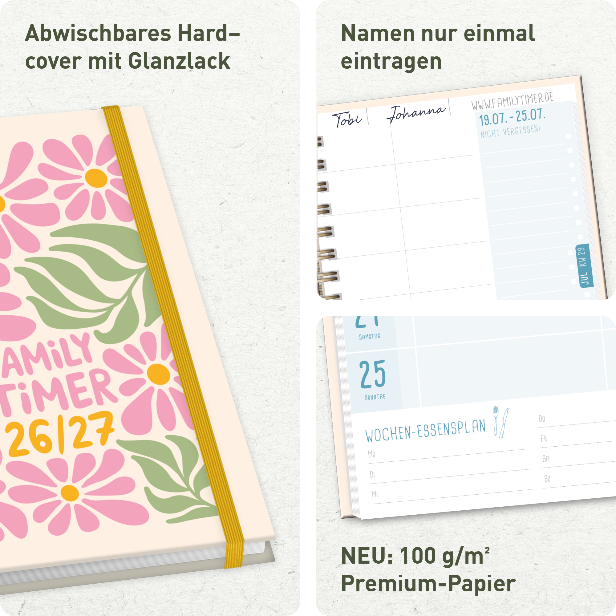 Artikelbild 2 des Artikels “Family-Timer A5 2026 2027 [Flower Power Pink] “