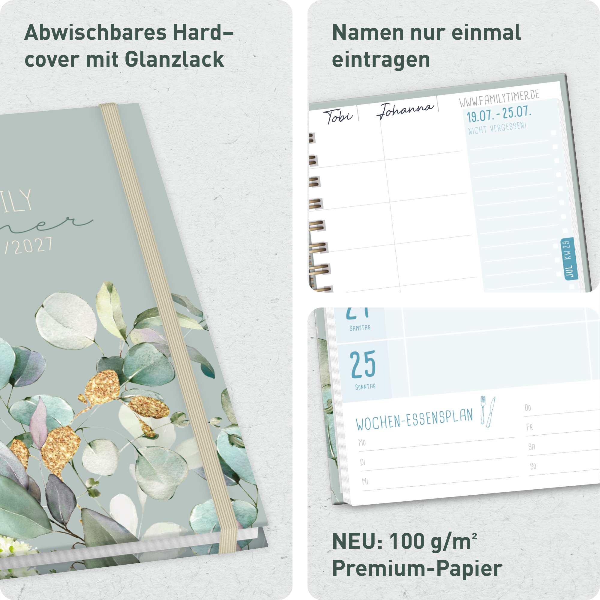 Artikelbild 2 des Artikels “Family-Timer A5 2026 2027 [Minty Leaves] “