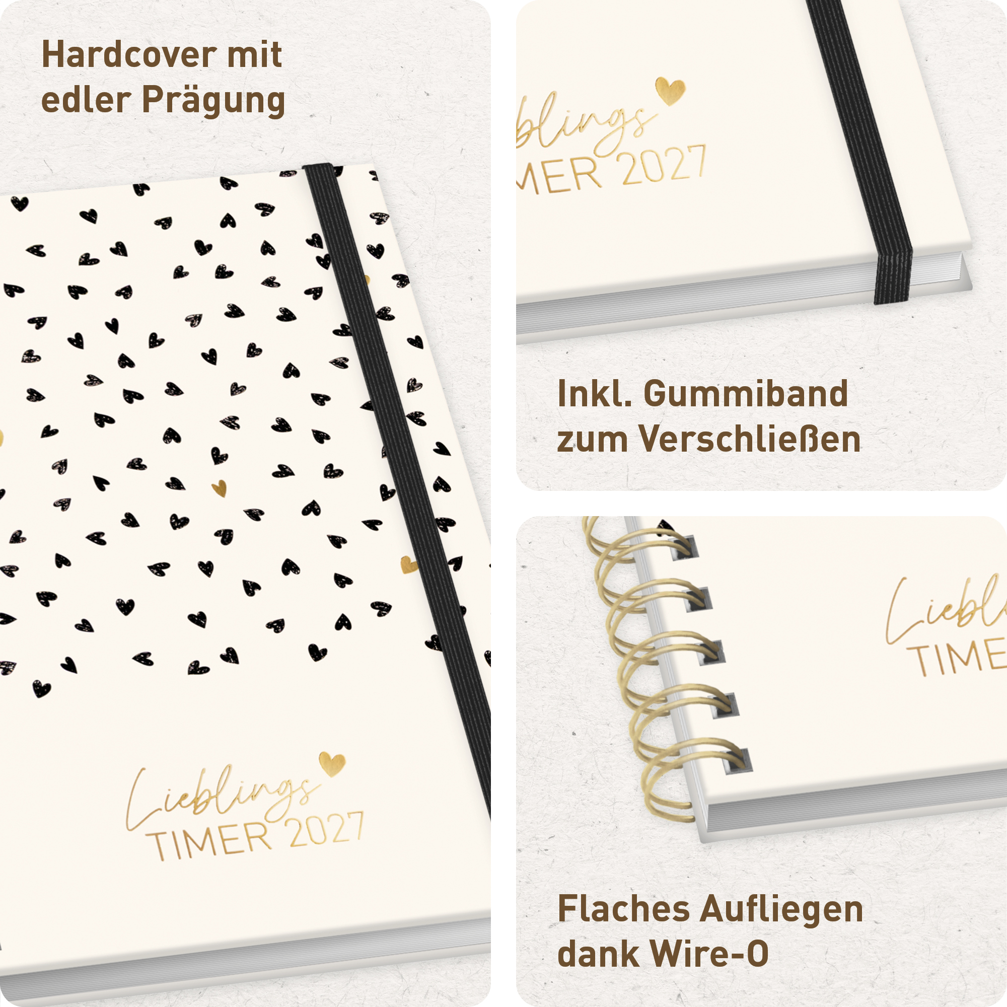 Artikelbild 2 des Artikels “Lieblings-Timer A5 2026/2027 [Golden Hearts] “