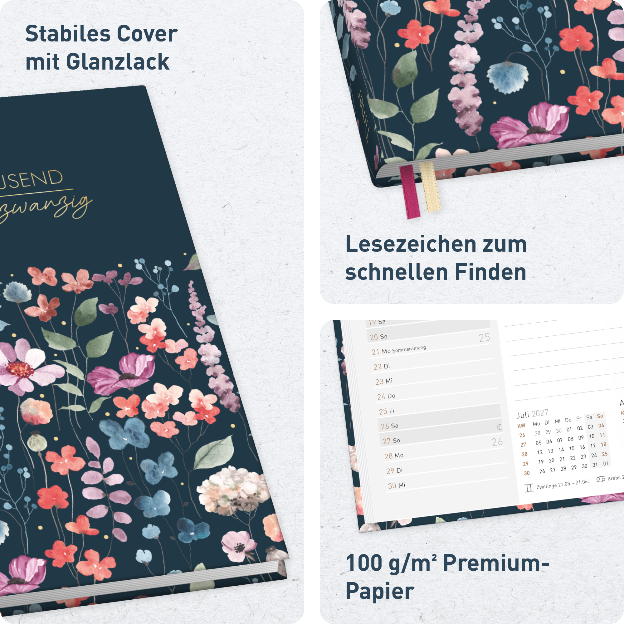 Artikelbild 2 des Artikels “Chäff-Timer A5 2026/2027 [Flower Inspiration blue] “