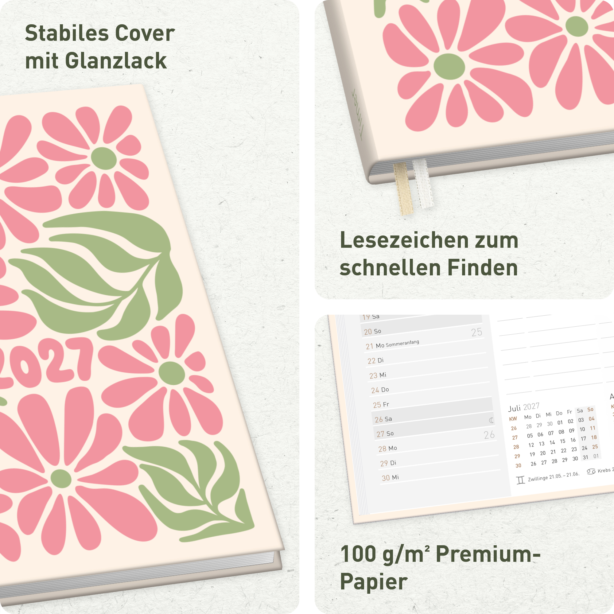 Artikelbild 2 des Artikels “Chäff-Timer A5 2026/2027 [Flower Power pink] “