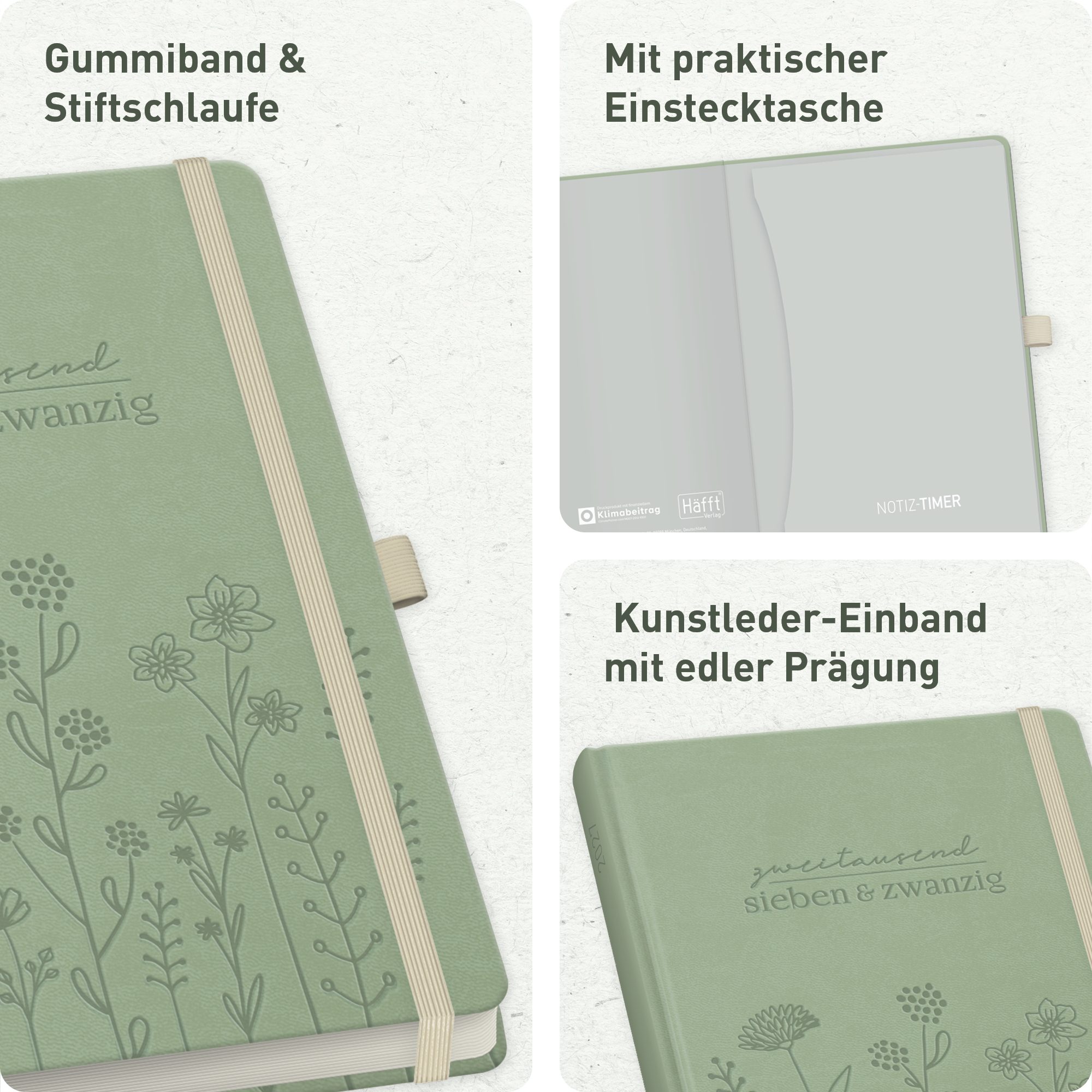 Artikelbild 2 des Artikels “Wochen-Notiz-Kalender 2026/2027 A5 [Fine Flowers salbei] “