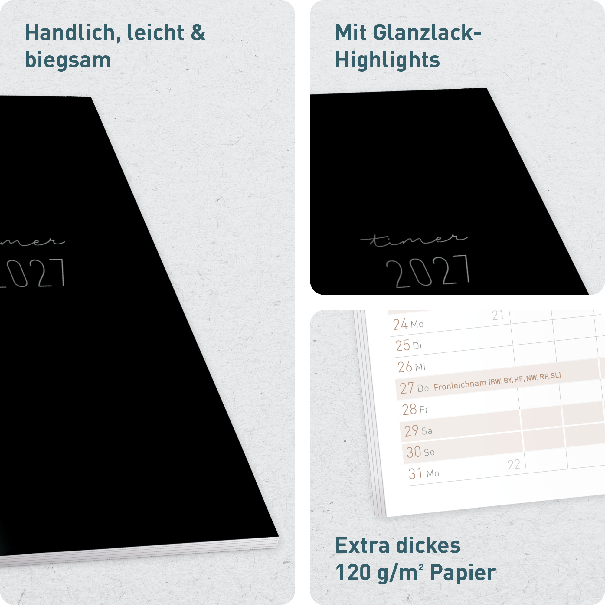 Artikelbild 2 des Artikels “Monatskalender 2026/2027 A6+ Slim Taschenkalender [Black Edition] “