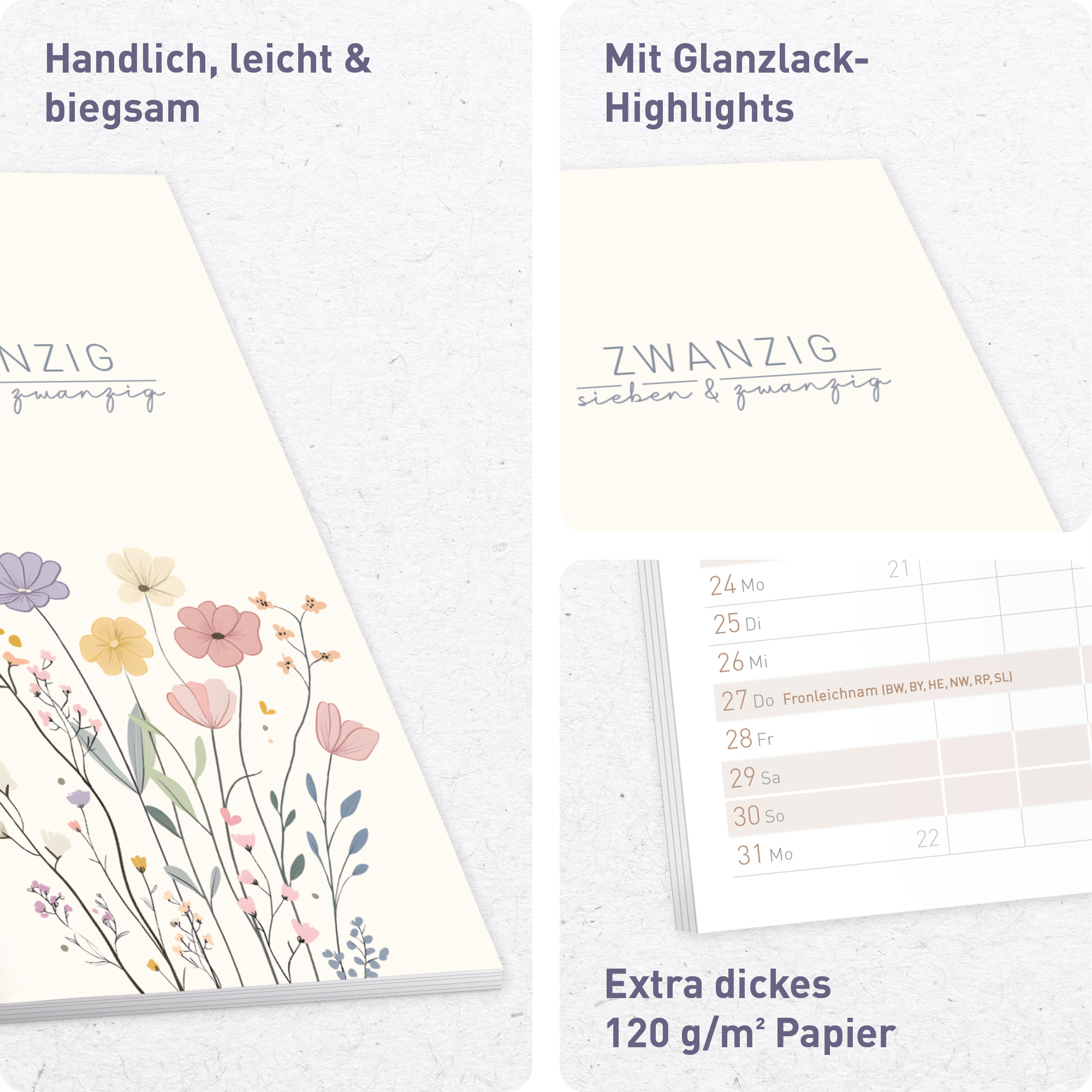 Artikelbild 2 des Artikels “Monatskalender 2026/2027 A6+ Slim Taschenkalender [Flower Joy] “