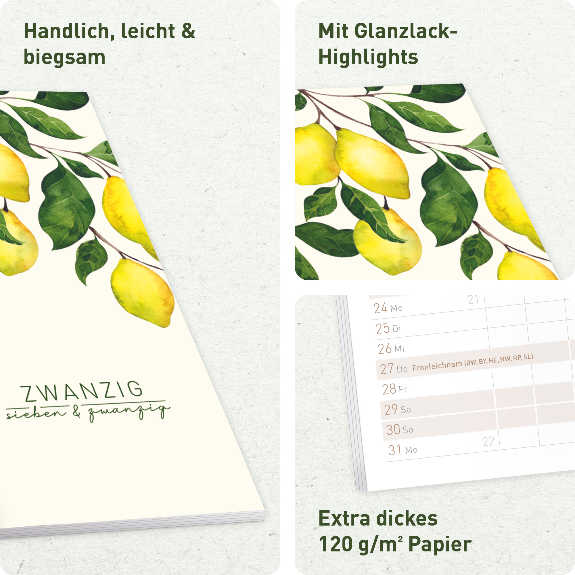 Artikelbild 2 des Artikels “Monatskalender 2026/2027 A6+ Slim Taschenkalender [Lemon Times] “