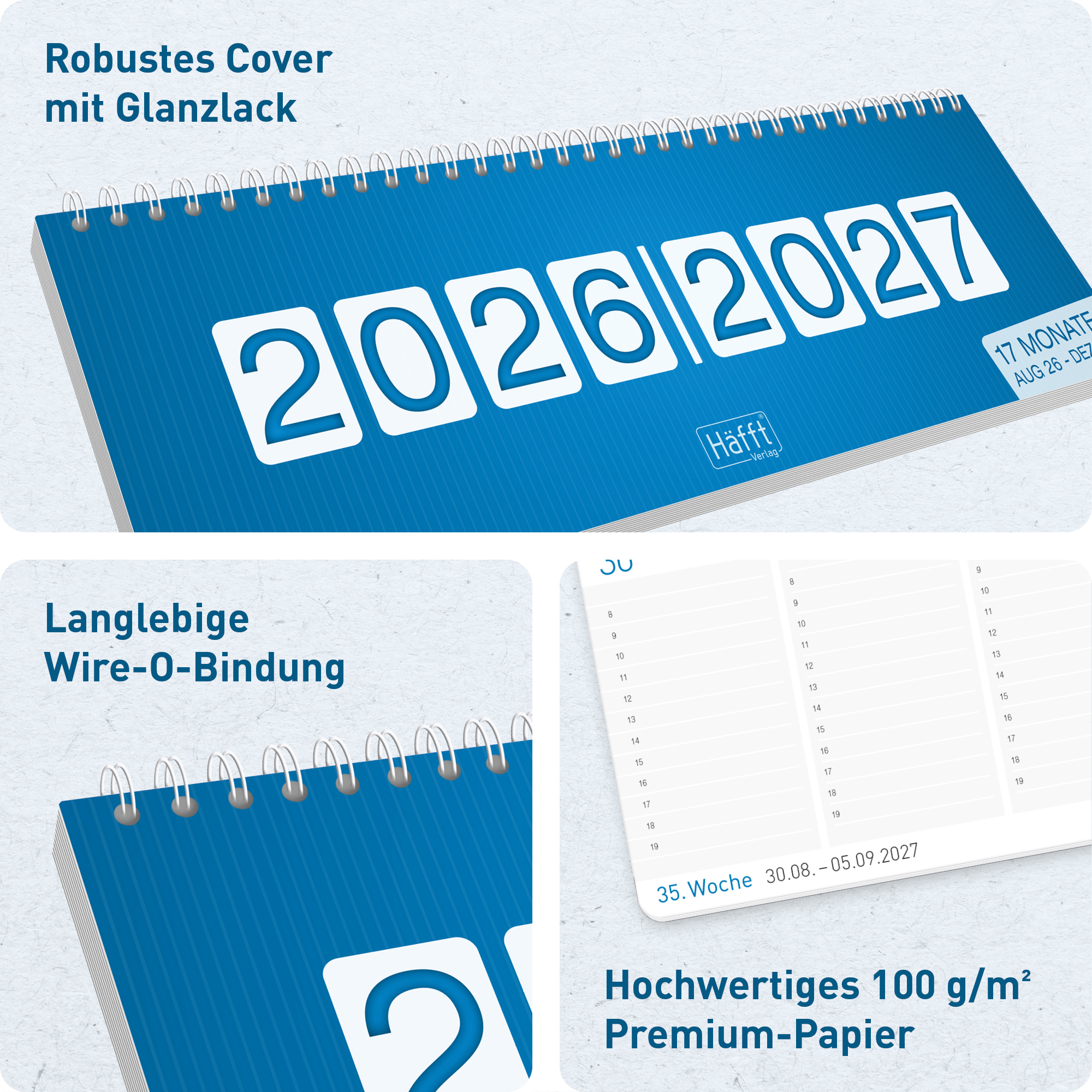 Artikelbild 2 des Artikels “Wochen-Tischkalender 2026/2027 [Königsblau] “