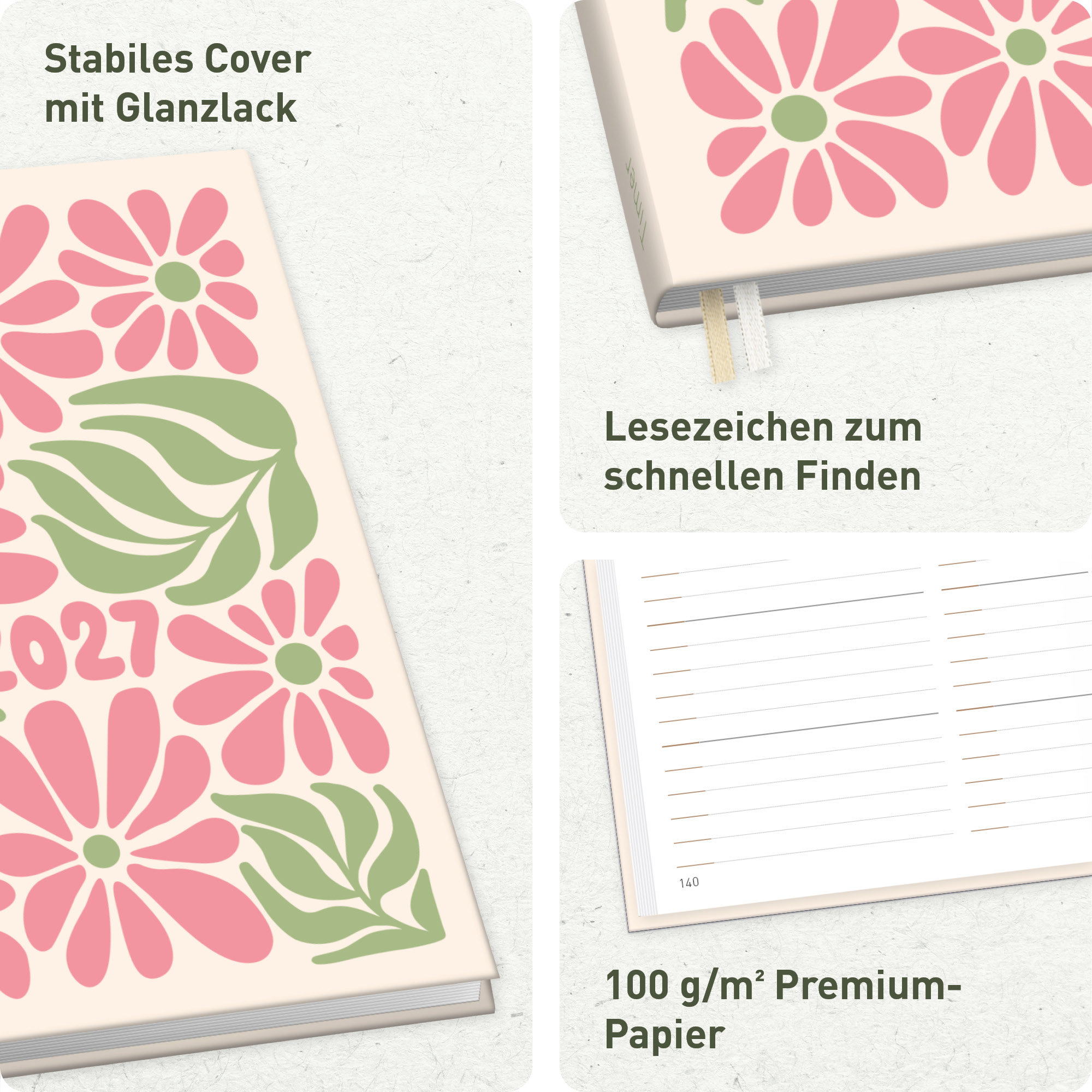 Artikelbild 2 des Artikels “Chäff-Timer Classic A5 2027 [Flower Power pink] “