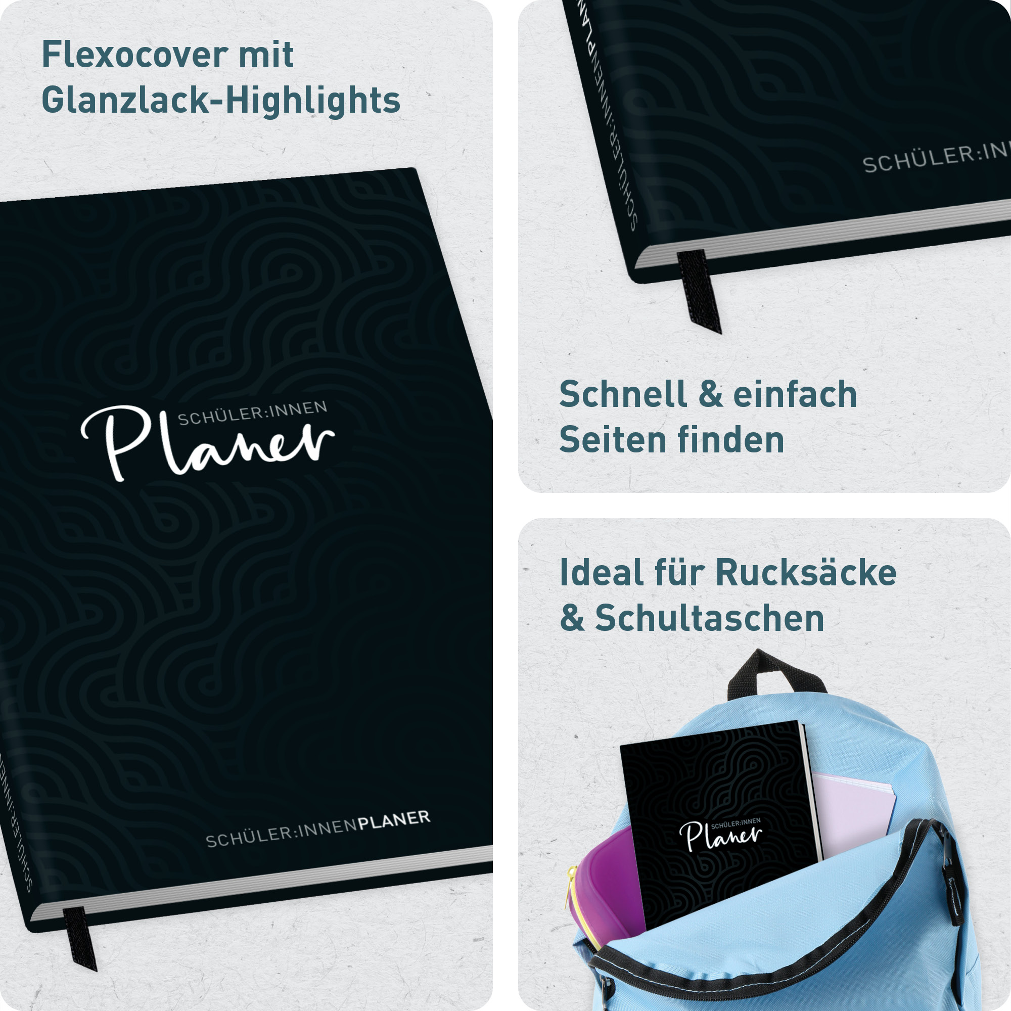 Artikelbild 2 des Artikels “Schulstuff Schülerplaner A5 [Black Pattern] “