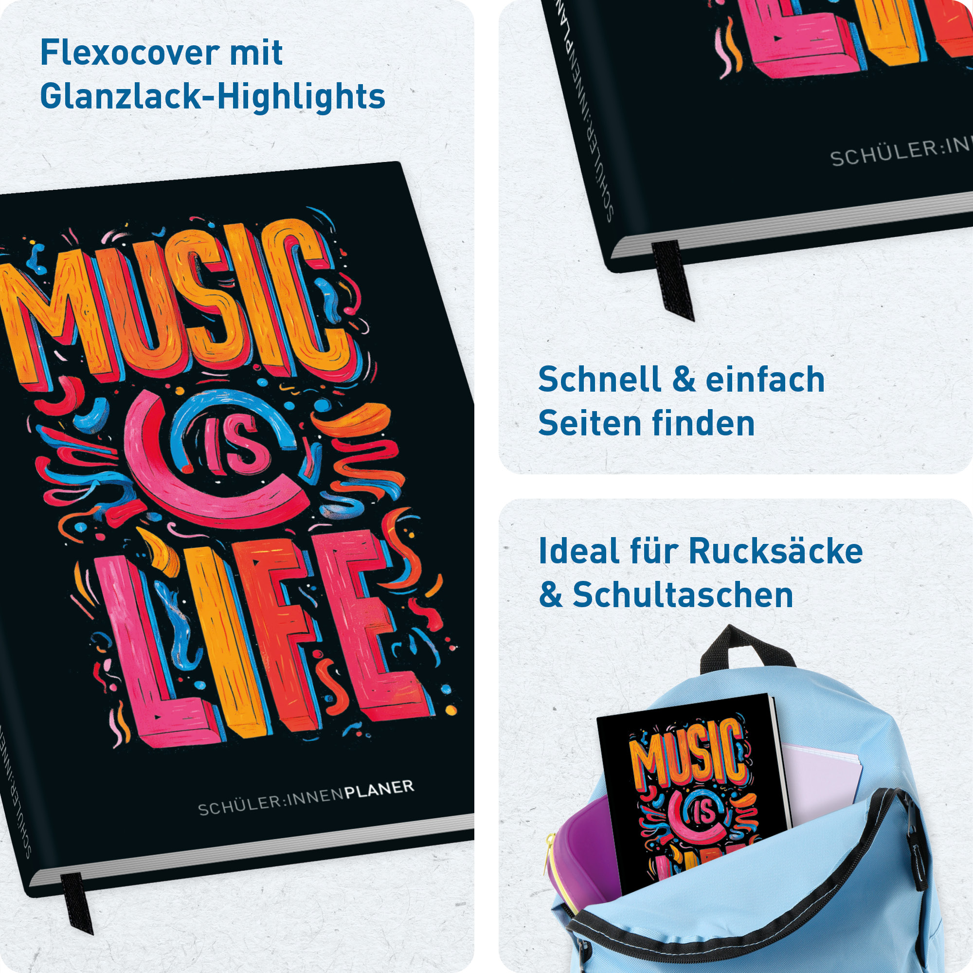 Artikelbild 2 des Artikels “Schulstuff Schülerplaner A5 [Music is Life] “